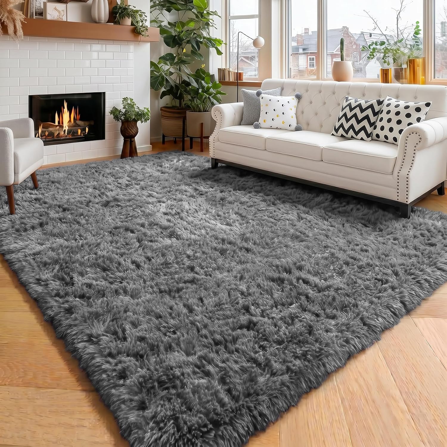 Amdrebio Grass Green Rugs for Living Room Bedroom Decor Aesthetic, 9x12 Large Fluffy Shag Area Rug for Kids Room Baby Nursery Teen Girls Boys