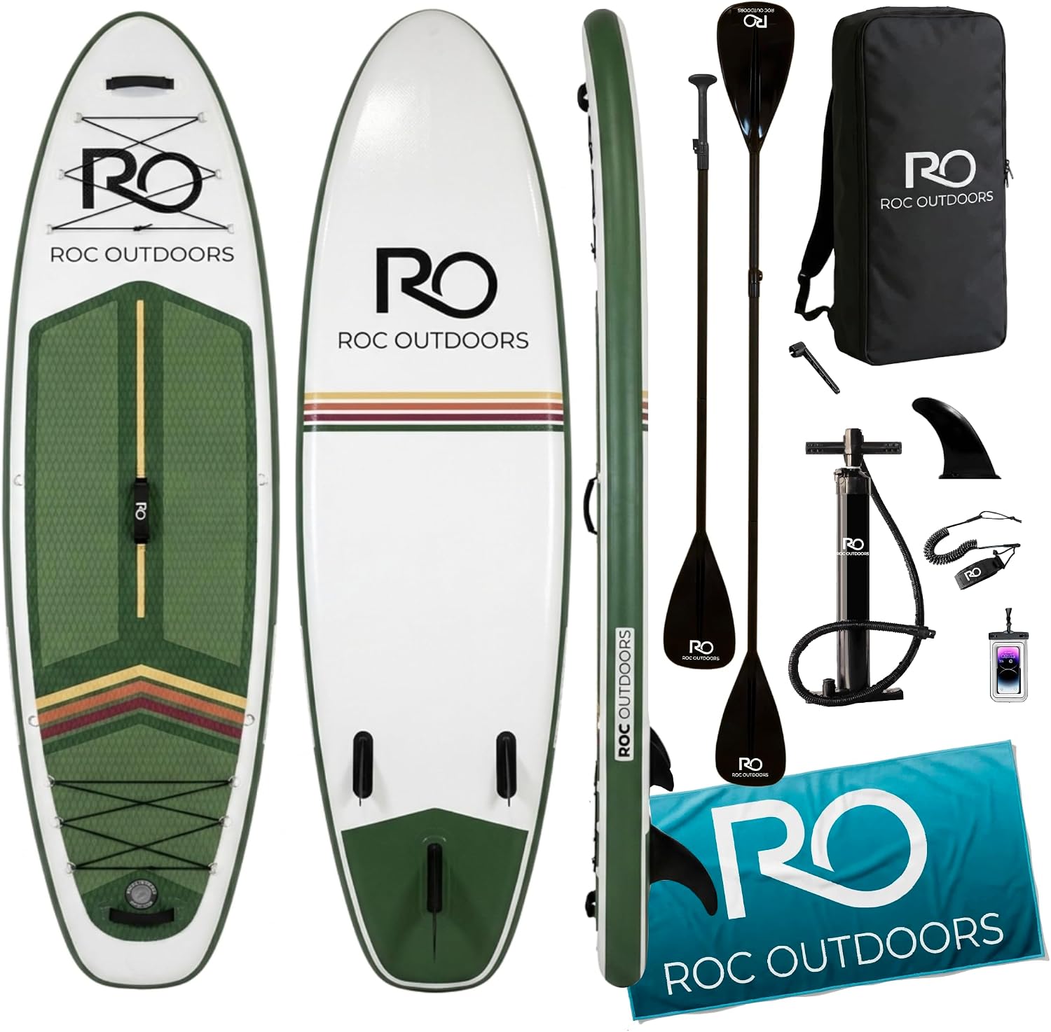 Roc Inflatable Stand Up Paddle Board 10' 6" with Premium SUP Paddle Board Accessories, Wide Stable Design, Non-Slip Comfort Deck for Youth and Adults