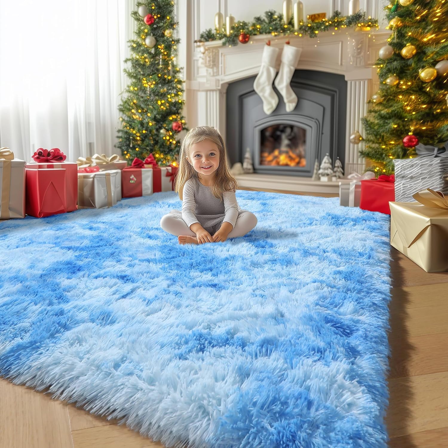 Amdrebio Grass Green Rugs for Living Room Bedroom Decor Aesthetic, 9x12 Large Fluffy Shag Area Rug for Kids Room Baby Nursery Teen Girls Boys