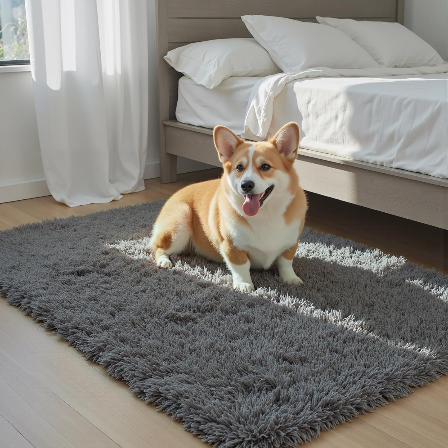 junhejiamei Area Rugs 9x12 Living Room, Large Area Rug Shaggy Carpet Soft Plush Furry Bedside Rug