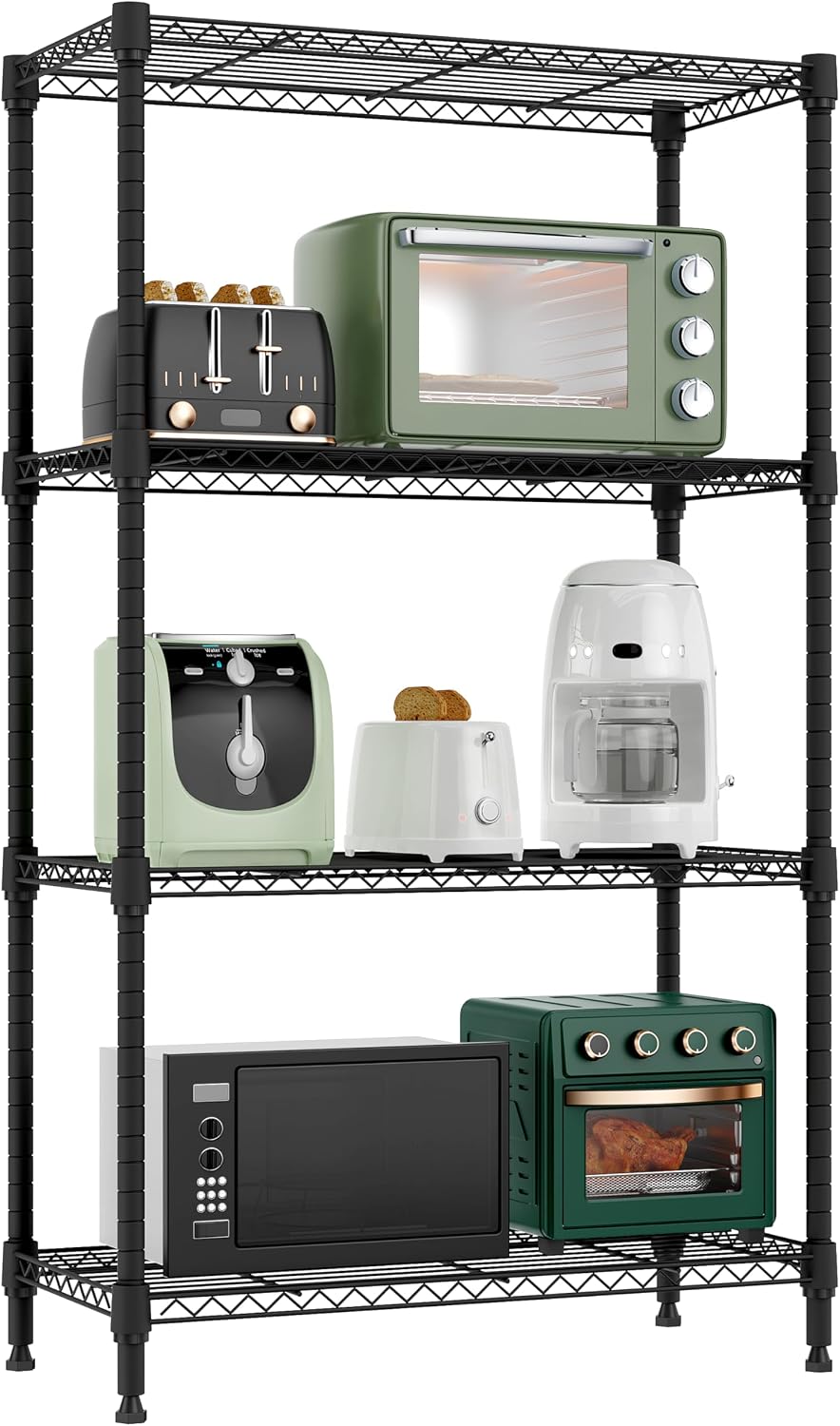 M MZG 750 lbs 3 Tier Shelf Metal Storage Shelves Wire Rack Closet Organizers with PP Board for Garage Kitchen Bathroom Laundry Chrome 11.8" D x 21.7"