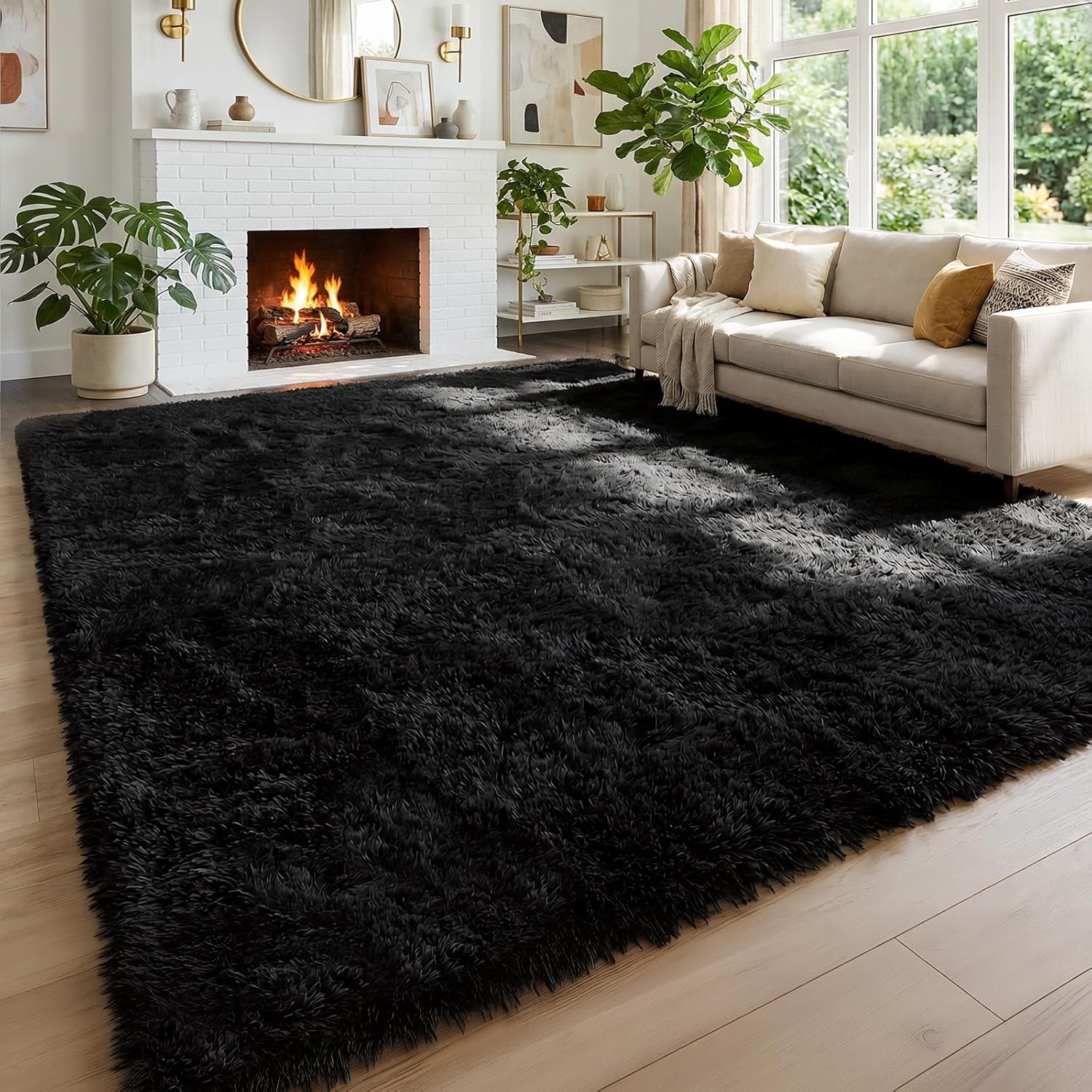 Amdrebio Grass Green Rugs for Living Room Bedroom Decor Aesthetic, 9x12 Large Fluffy Shag Area Rug for Kids Room Baby Nursery Teen Girls Boys