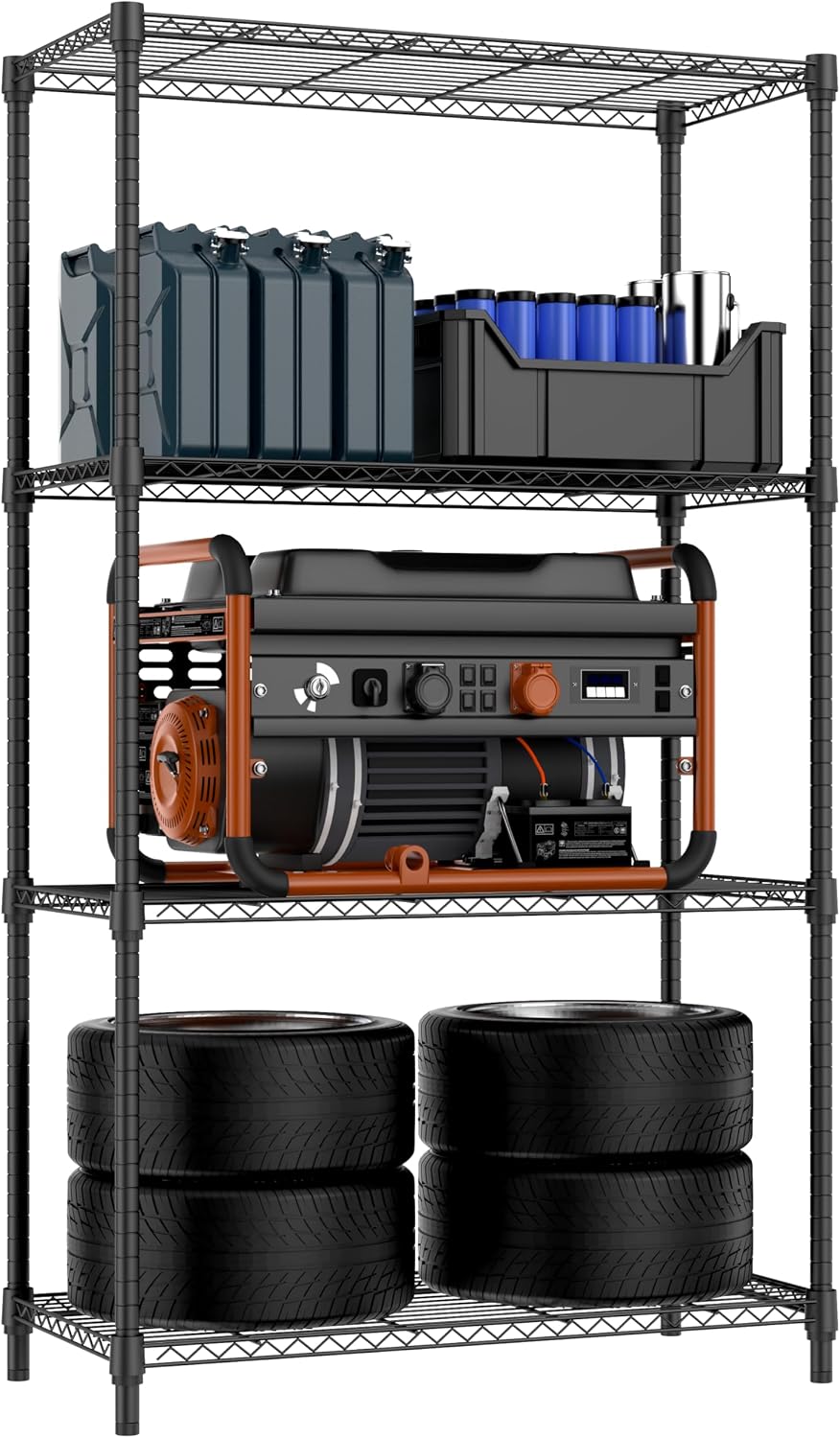M MZG 5-Shelf Storage Shelves, Wire Shelving Heavy Duty Metal Storage Shelving Unit Adjustable Garage Shelving Rack Pantry Kitchen (Chrome, 5 Tier