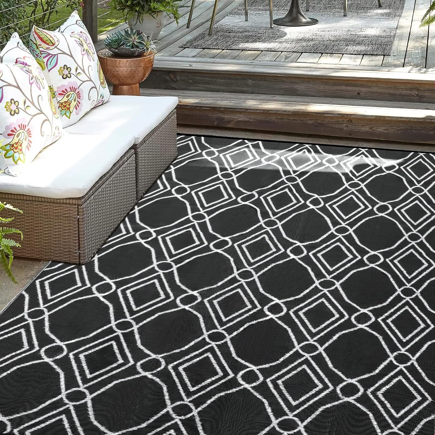 Kohree Outdoor Rug 9x12 Reversible, Waterproof Outdoor Plastic Straw Rug RV Patio Mat, Non-Slip Easy-Cleaning RV Outdoor Mat Carpet for Deck, Patio
