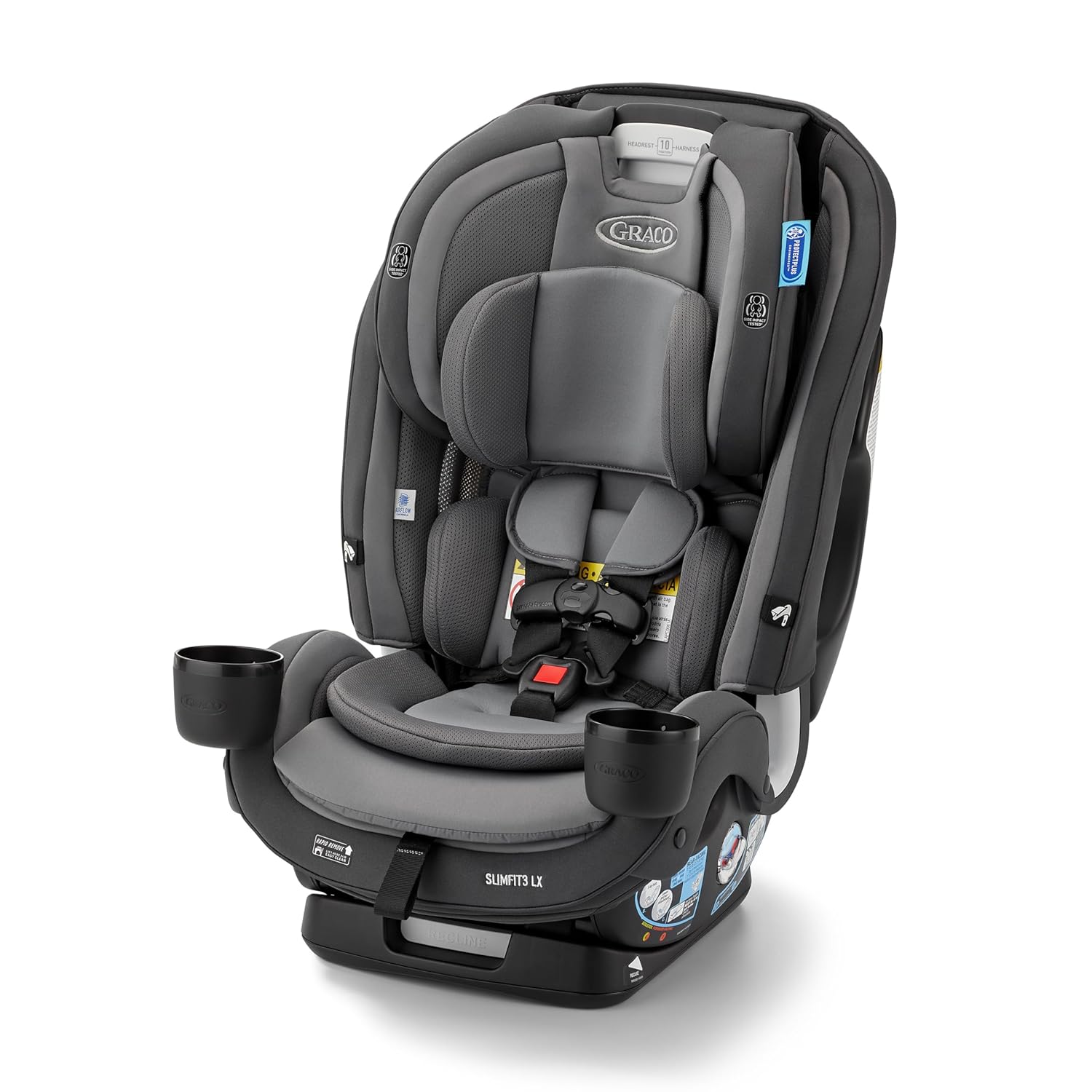 Graco Slimfit 3-in-1 Convertible Car Seat, Slim Car Seat with Space-Saving Design, Highback Booster Seat with 10-Position Headrest