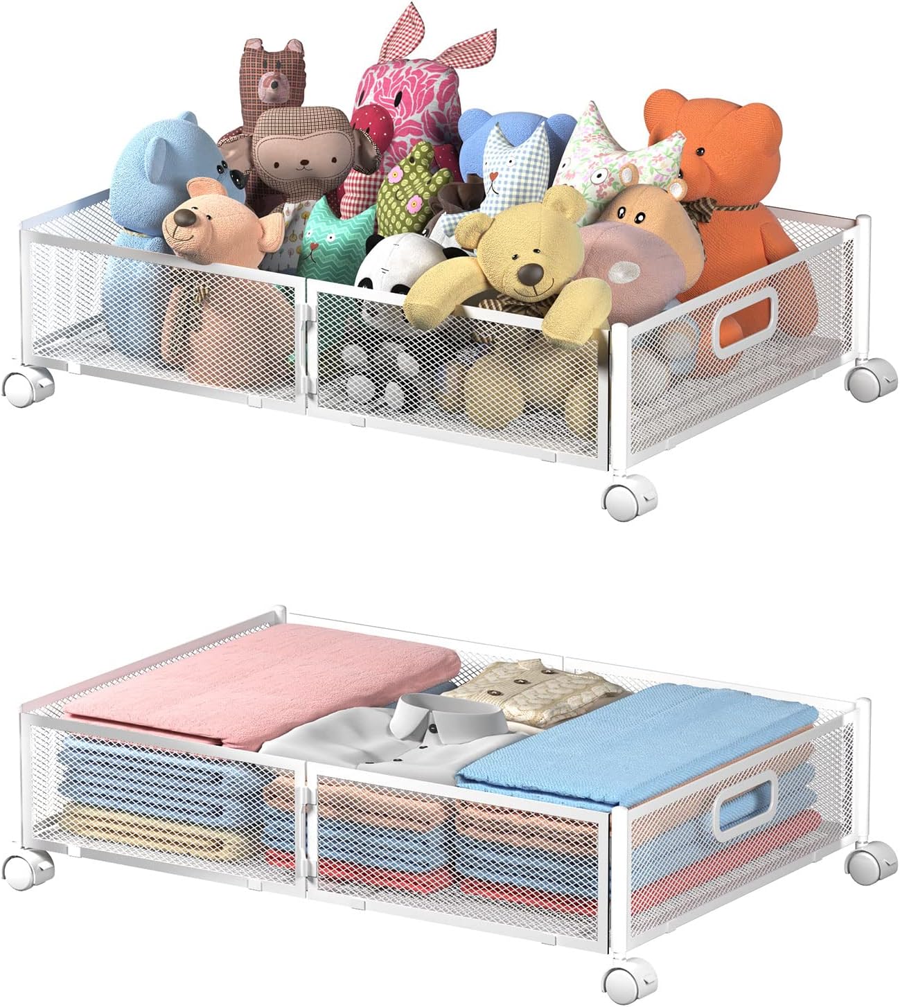 Uyokcnie Under Bed Storage Containers, Shoe Storage With Wheels, Foldable Bedroom Storage Organization with Handles