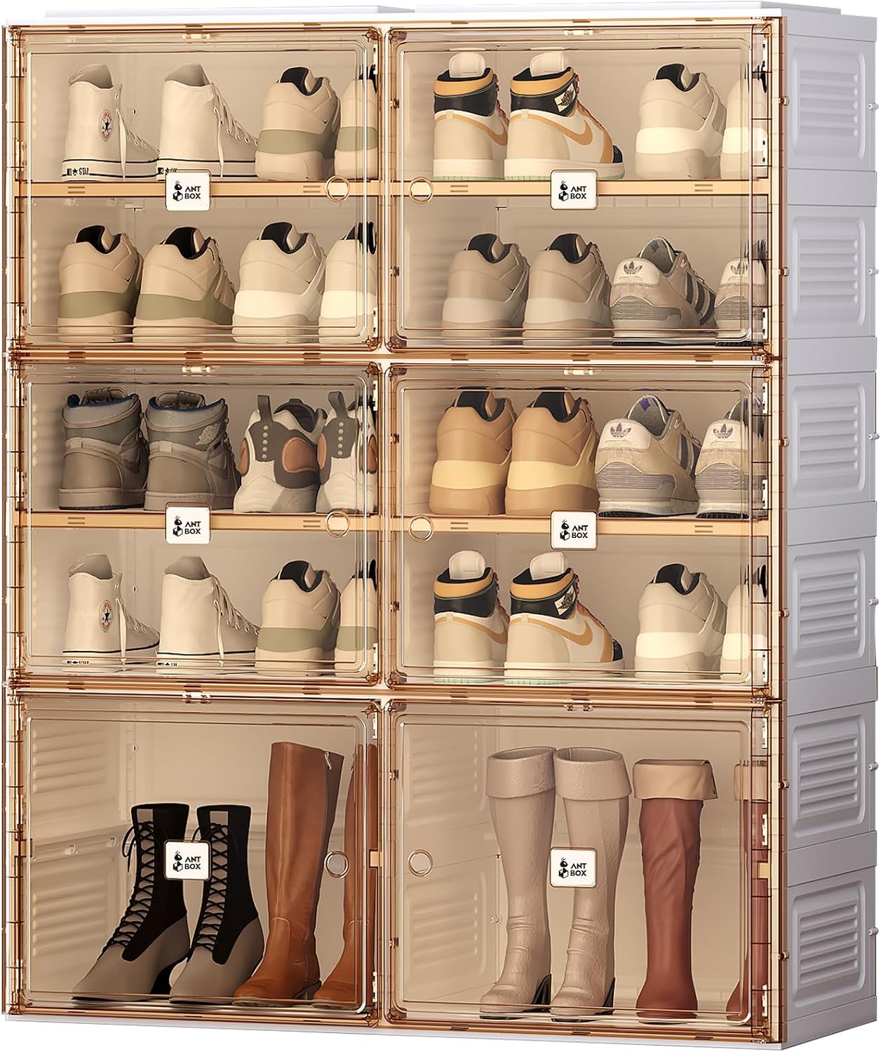 ANTBOX Portable Shoe Rack Organizer for Closet Entryway, Stackable Sneaker Storage Shoe Cabinet with Magnetic Clear Door, 10 Tiers 40 Pairs