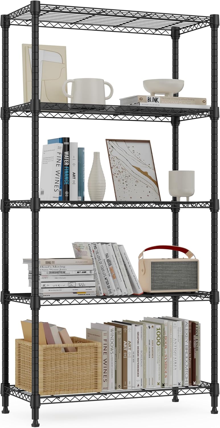 M MZG 1750 LBS Storage Shelves 5-Tier Utility Shelving Unit Steel Organizer Wire Rack for Home, Kitchen, Office, Garage