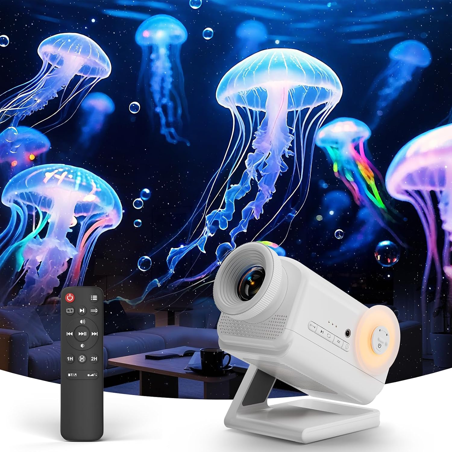 Rossetta 3D Projector with 60 Scenes, Galaxy Star Projector for Room Decor, Bluetooth Speaker, 1H/2H Timer and Remote, Night Light for Bedroom, Party