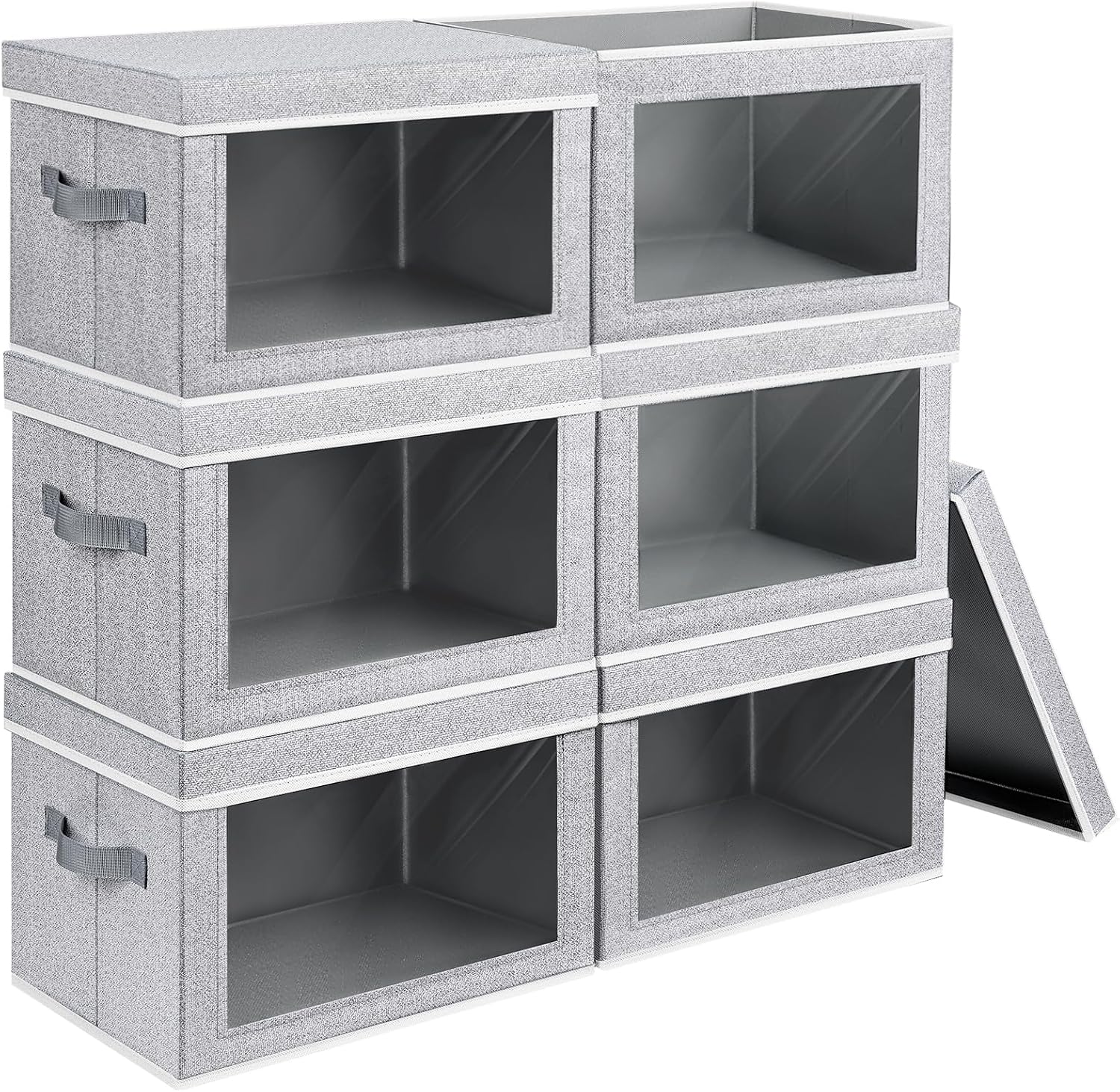Homsorout Storage Bins with Lids - Large Decorative Basket with Lids, Fabric Foldable Closet Organizer Bins, Stackable Shelf Organizer for Living Room