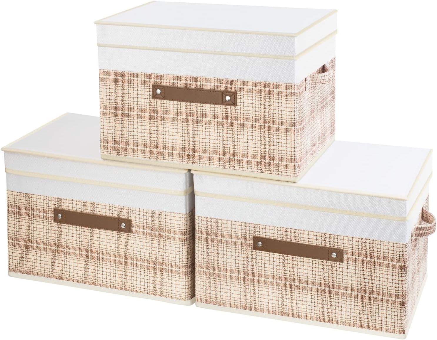 TYEERS Foldable Storage Boxes with Lids 5 Pack Fabric Storage Bins with Lids, Closet Organizers for Clothes Storage, Room Organization, Office Storage