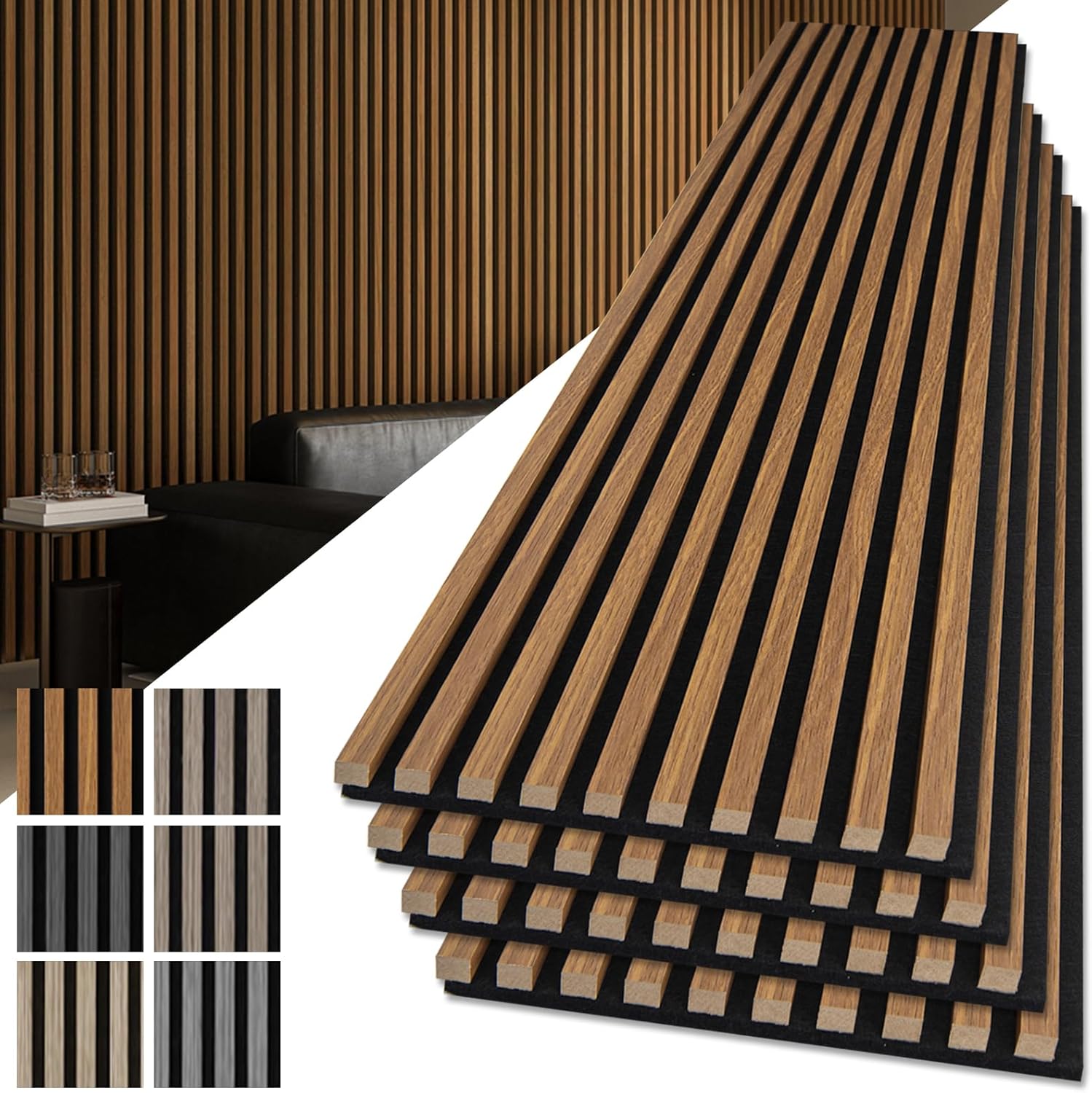 Art3d 2-Pack 108" x 12" Acoustic Wood Panels for Wall, Soundproof Wood Slat Panel for Wall and Ceiling