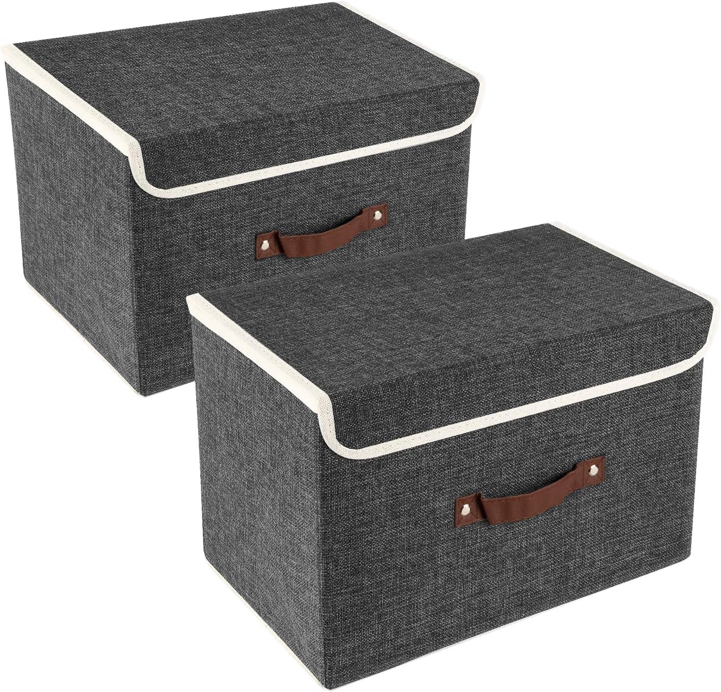 TYEERS Foldable Storage Boxes with Lids 5 Pack Fabric Storage Bins with Lids, Closet Organizers for Clothes Storage, Room Organization, Office Storage