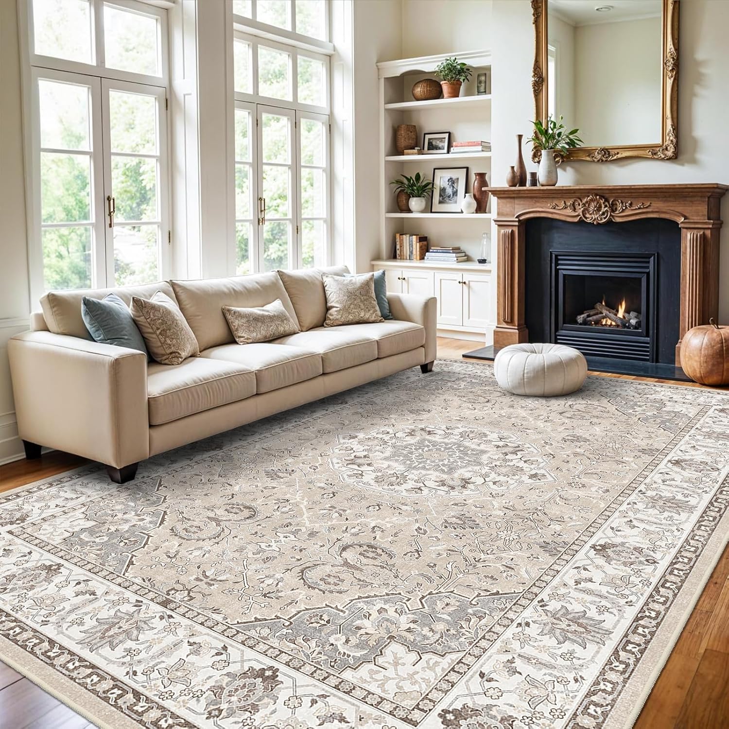HY HAO YUN LAI Washable Large 9x12 Area Rug: Living Room Oriental Non Slip Soft Rugs Indoor Low Pile Stain Resistant Carpet for Bedroom Dining Room