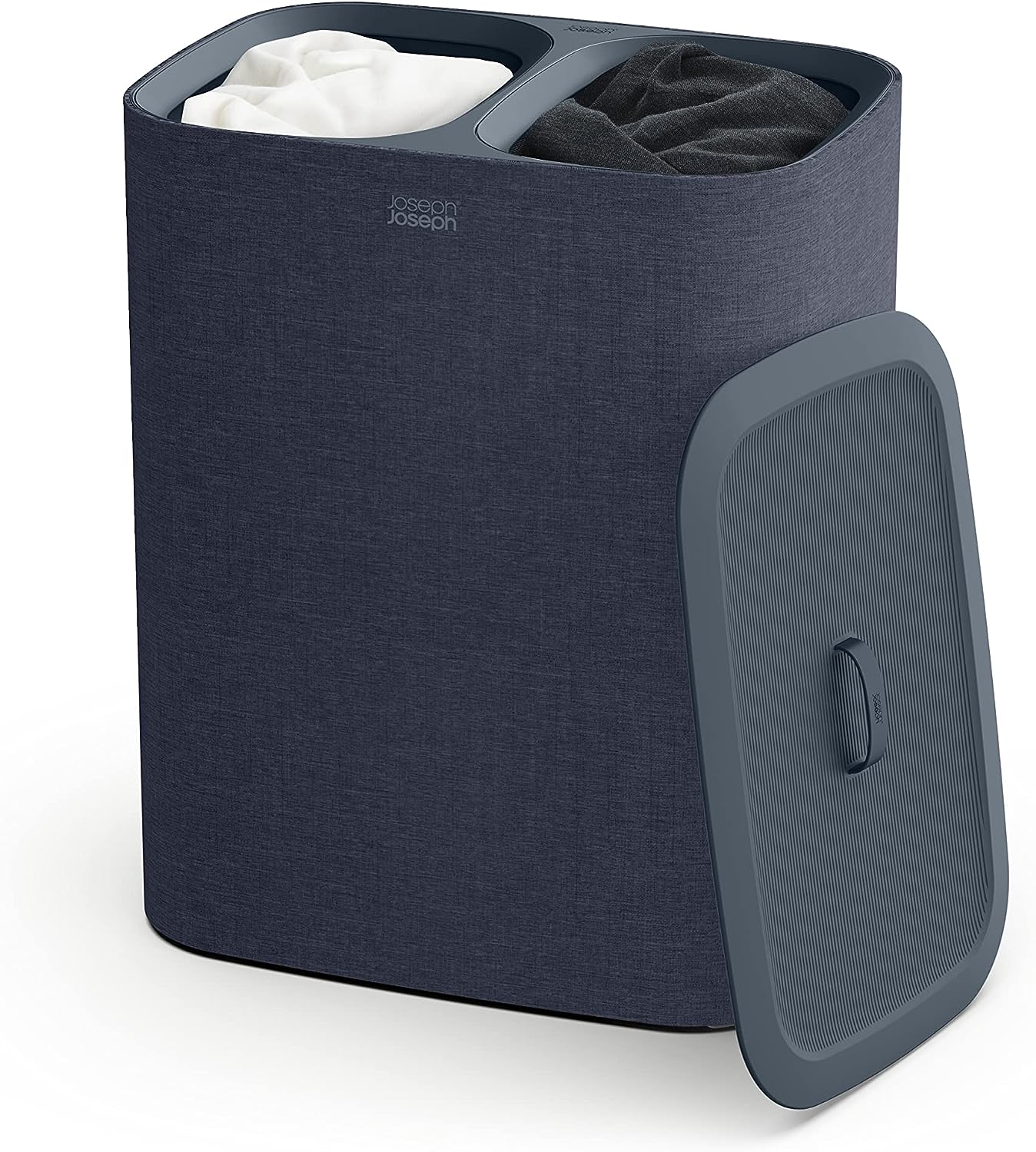 Joseph Joseph Tota 90 liter/23.8 gallon Laundry Hamper Separation Basket with lid, 2 Removable Washing Bags with Handles - Ecru