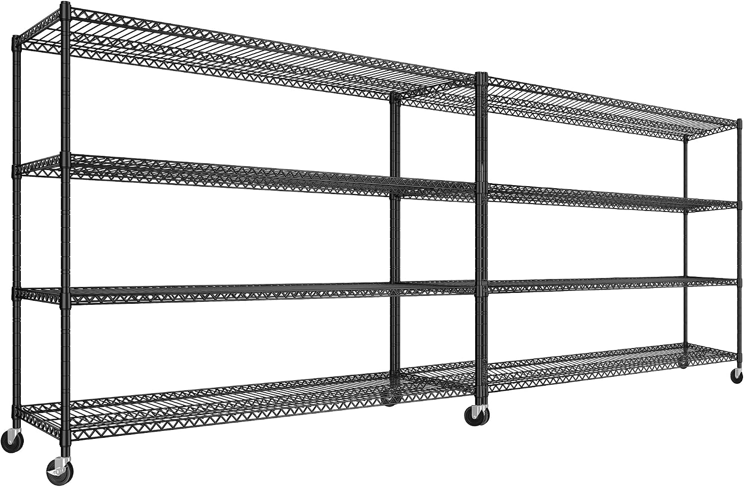 REIBII 60''W Storage Shelves 2399LBS Wire Shelving with Wheels Garage Shelving Heavy Duty Metal Shelves for Storage Rack Adjustable Shelf for
