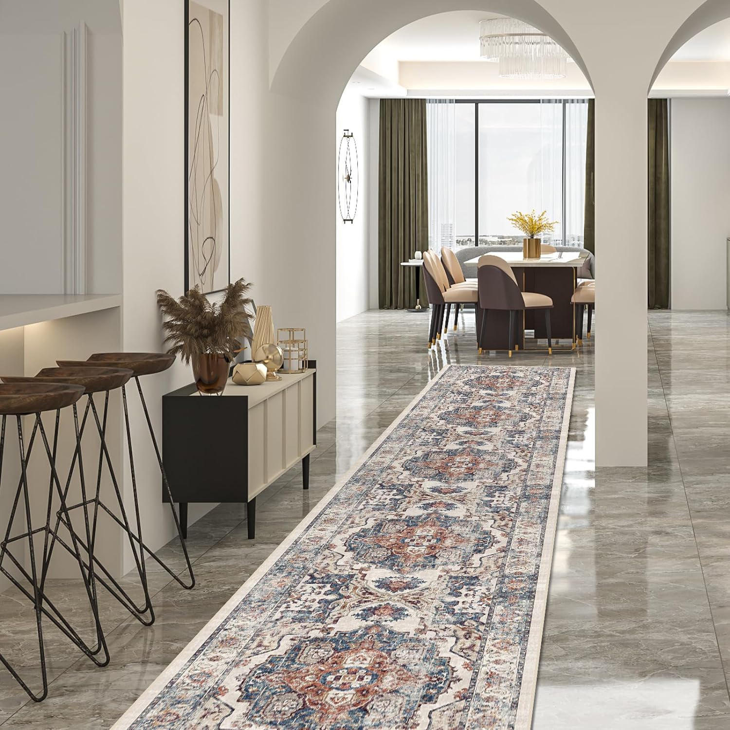 HY HAO YUN LAI Washable Large 9x12 Area Rug: Living Room Oriental Non Slip Soft Rugs Indoor Low Pile Stain Resistant Carpet for Bedroom Dining Room