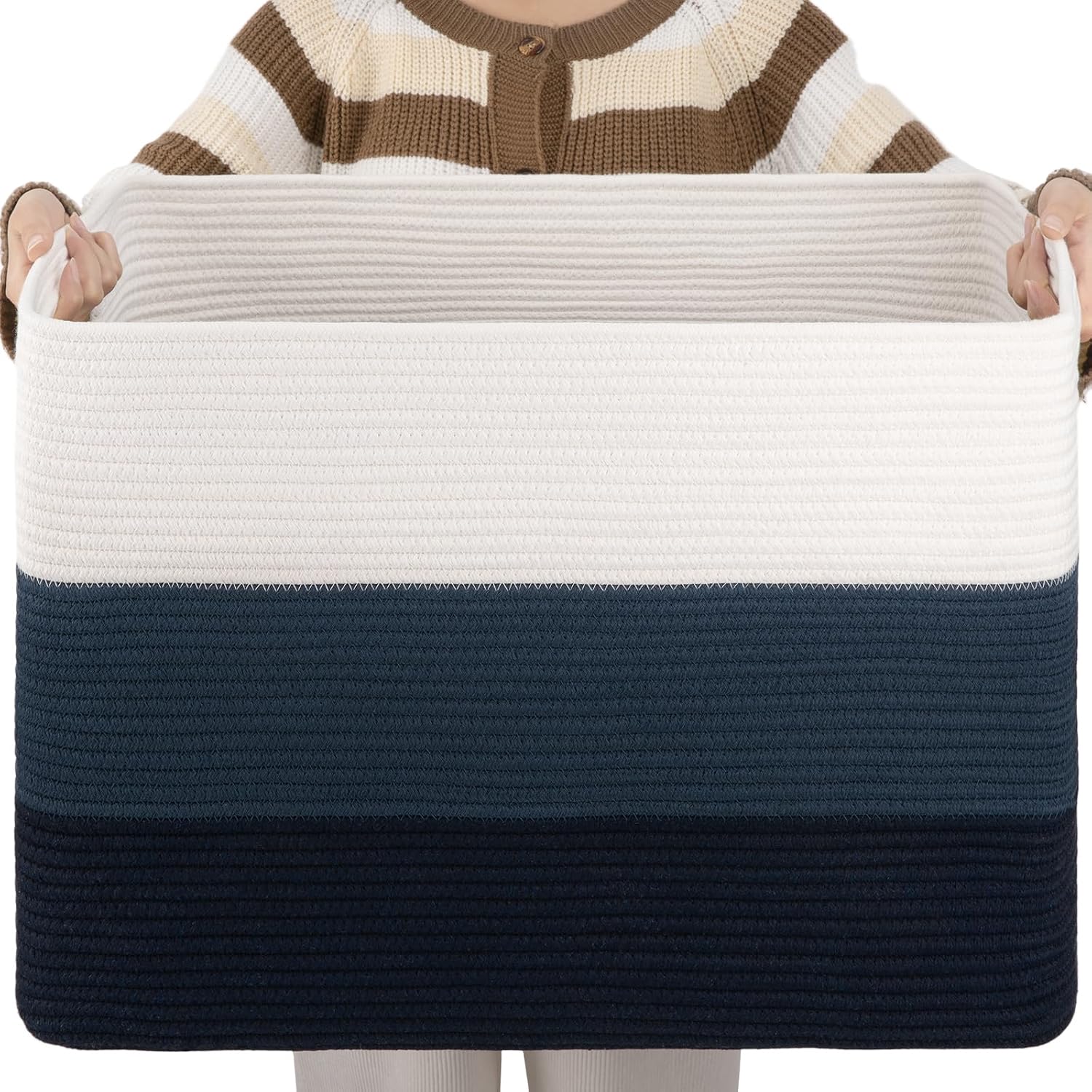 OIAHOMY Large Blanket Basket, 22"x17"x12" Laundry Baskets, Nursery Blanket Storage Living Room, Toy Storage With Handle