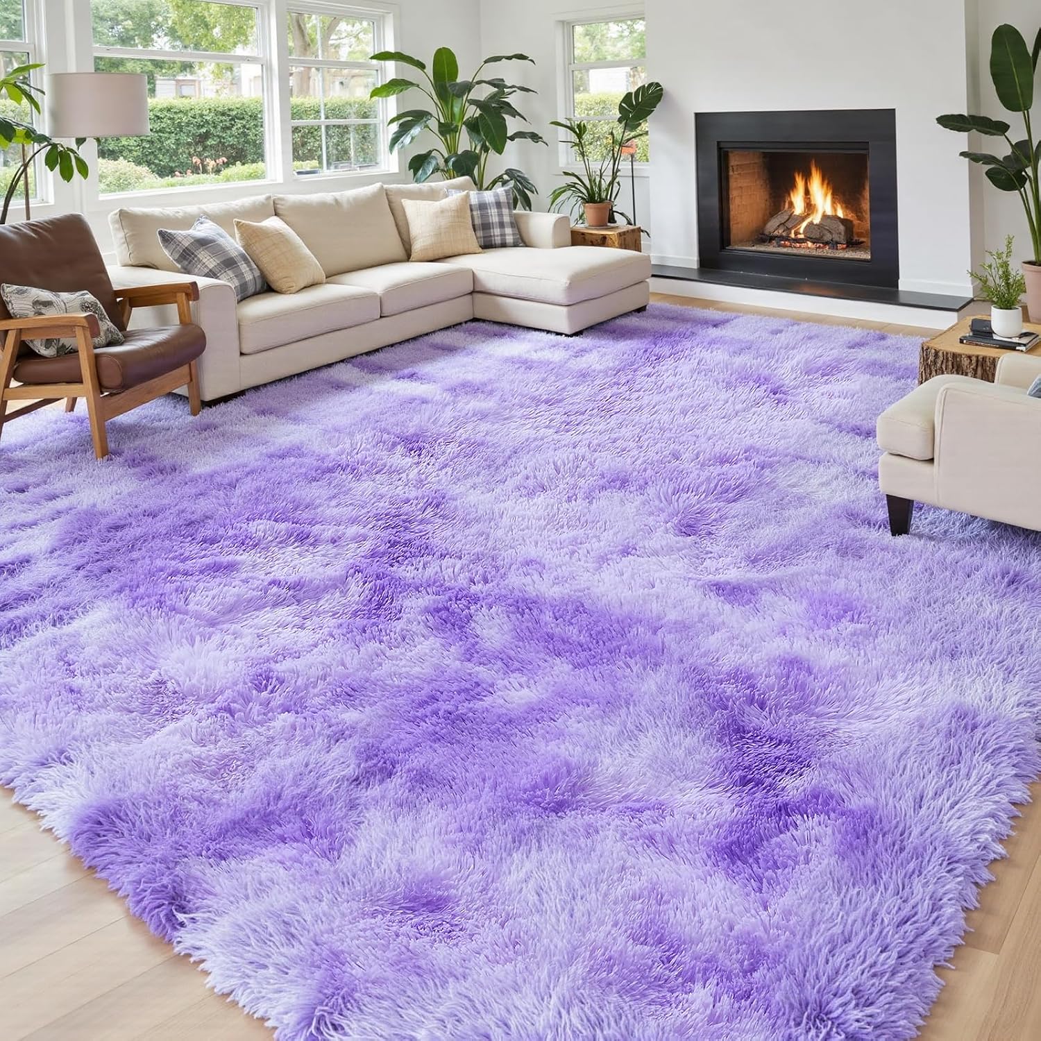 junhejiamei Area Rugs 9x12 Living Room, Large Area Rug Shaggy Carpet Soft Plush Furry Bedside Rug