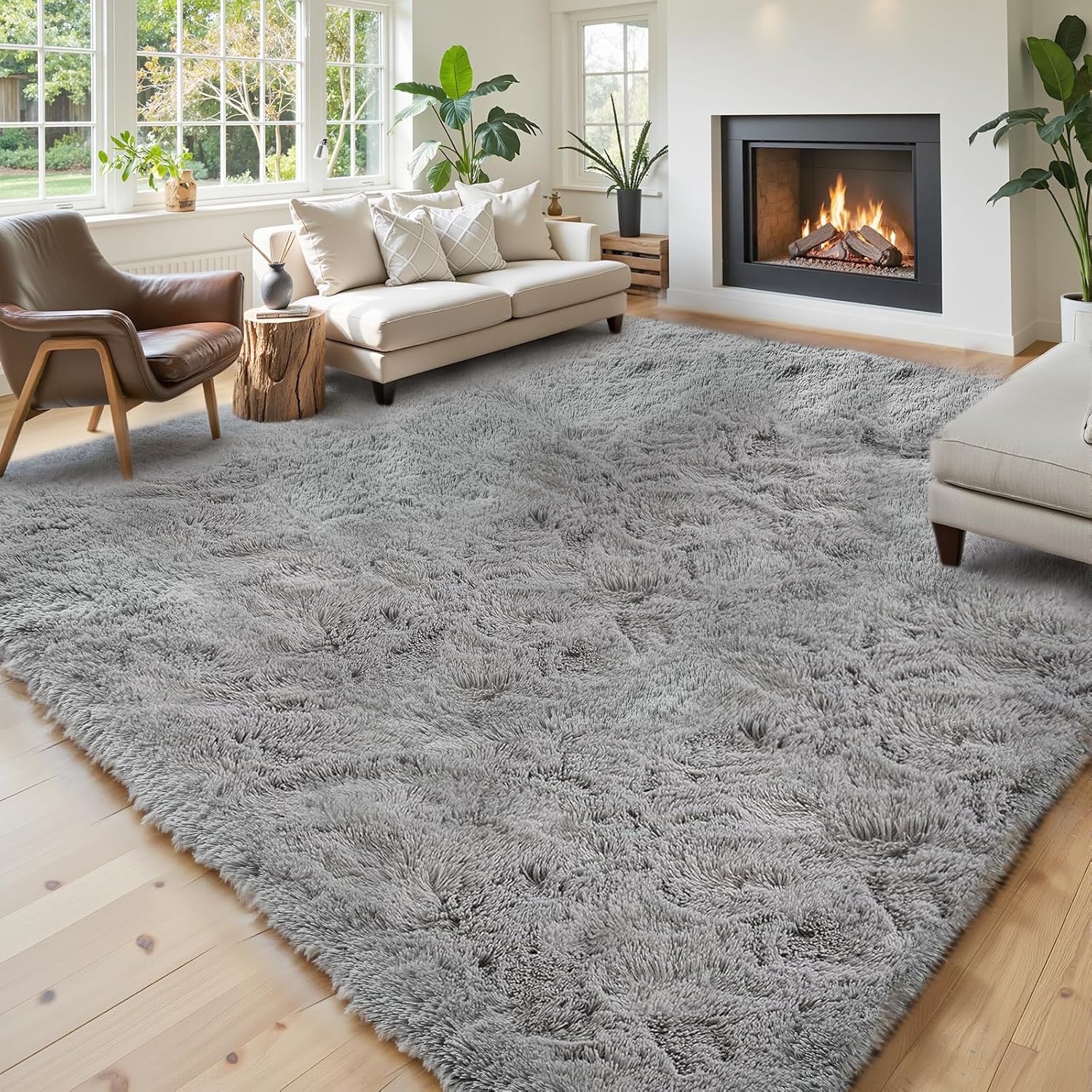 junhejiamei Area Rugs 9x12 Living Room, Large Area Rug Shaggy Carpet Soft Plush Furry Bedside Rug