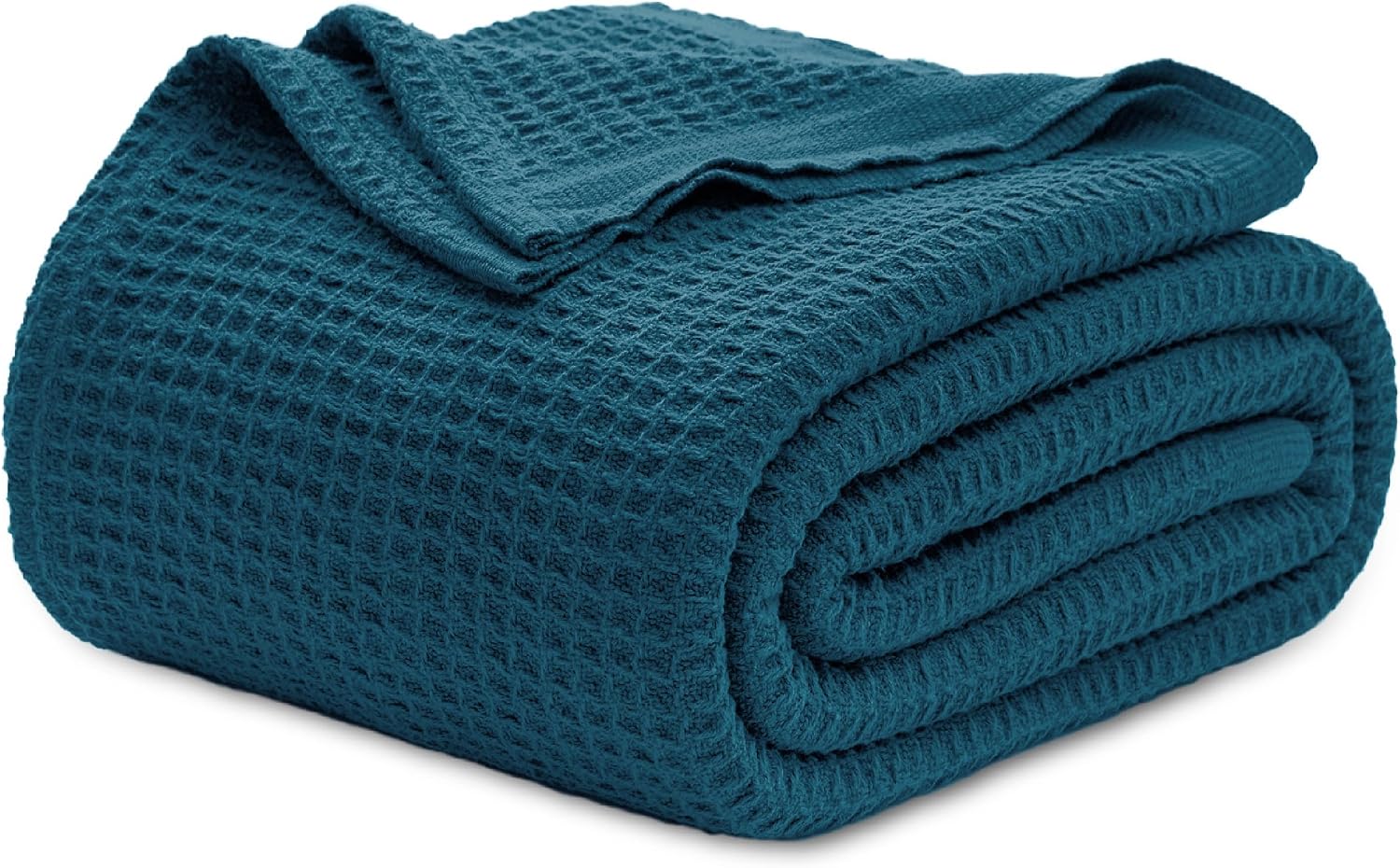 Bedsure 100% Cotton Blanket King Size for Bed - Cooling Breathable and Soft for Summer, Thick Cozy Waffle Weave Blanket Gifts for Women, White