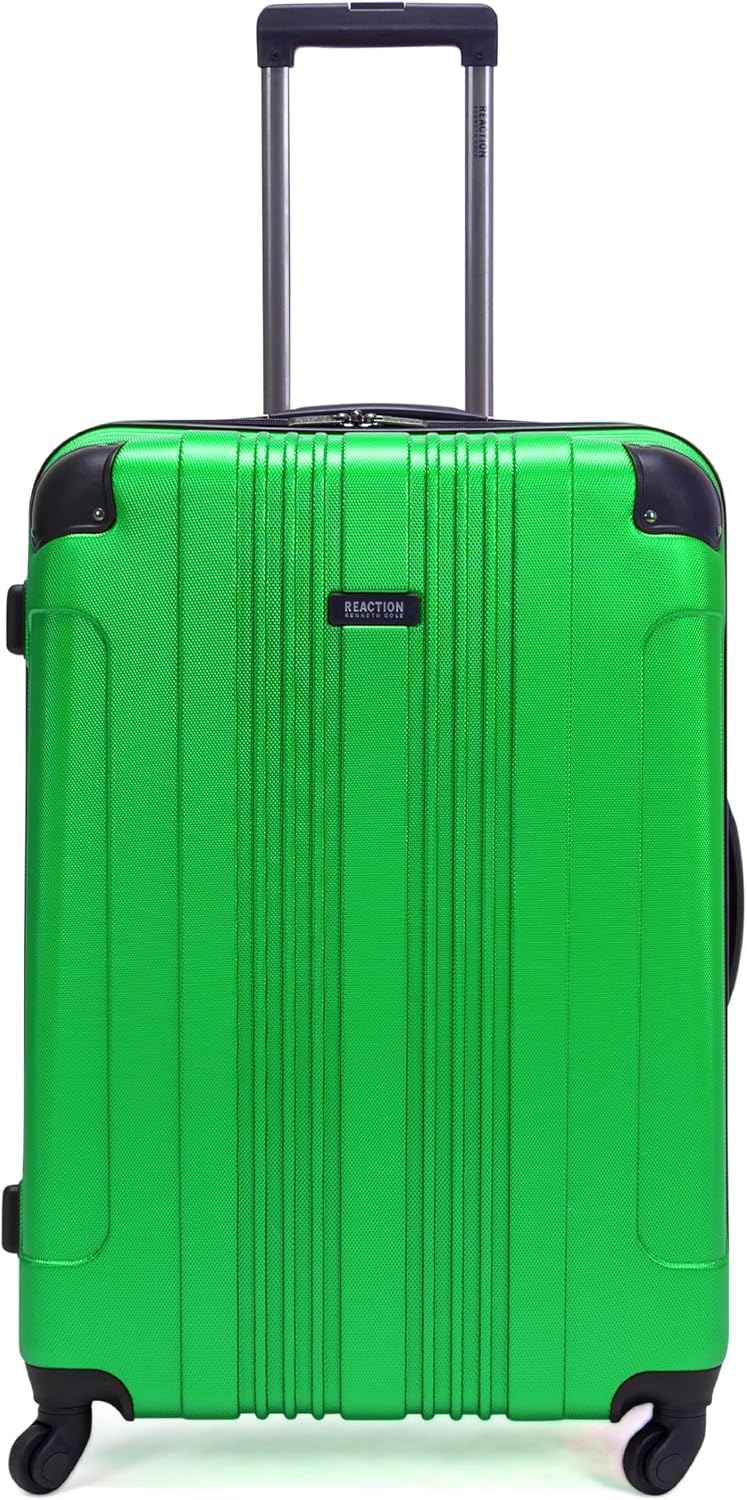 Kenneth Cole REACTION Out of Bounds Lightweight Hardshell 4-Wheel Spinner Luggage, Charcoal, 24-Inch Checked