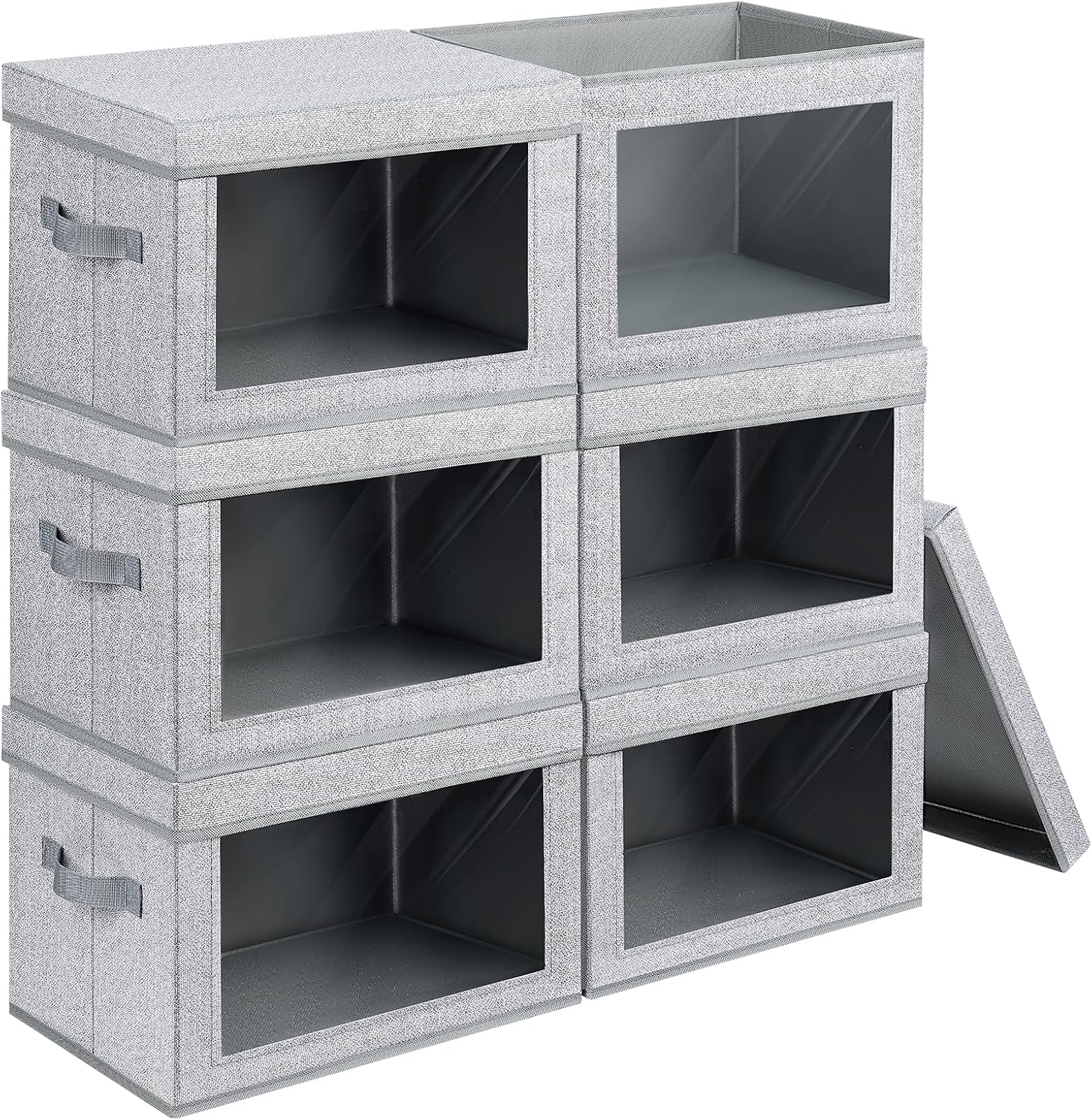 Homsorout Storage Bins with Lids - Large Decorative Basket with Lids, Fabric Foldable Closet Organizer Bins, Stackable Shelf Organizer for Living Room
