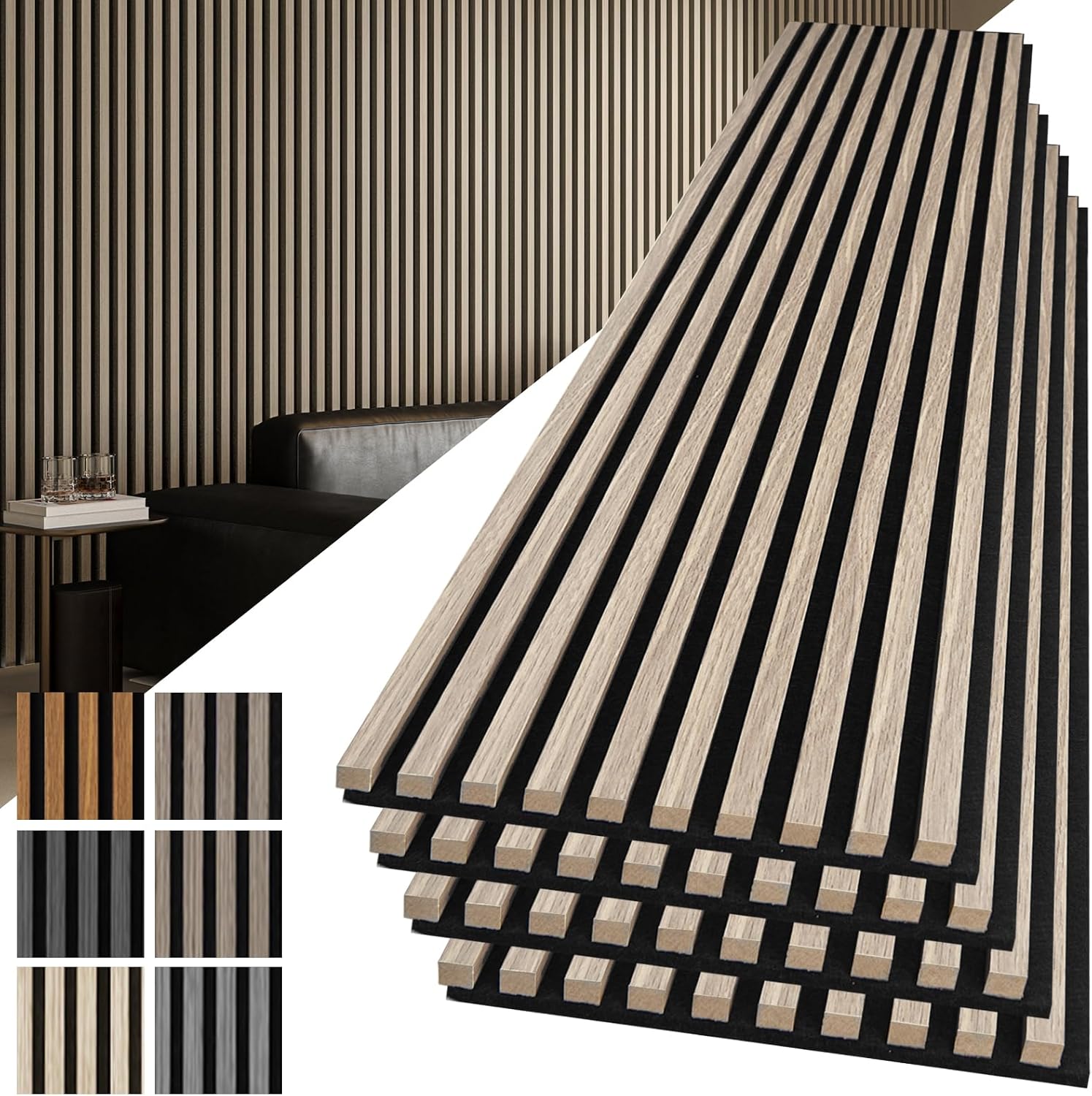 Art3d 2-Pack 108" x 12" Acoustic Wood Panels for Wall, Soundproof Wood Slat Panel for Wall and Ceiling