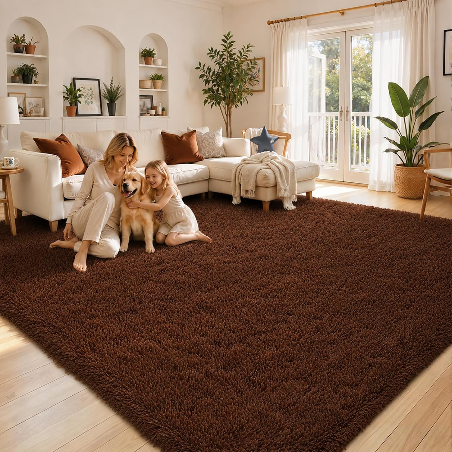 junhejiamei Area Rugs 9x12 Living Room, Large Area Rug Shaggy Carpet Soft Plush Furry Bedside Rug