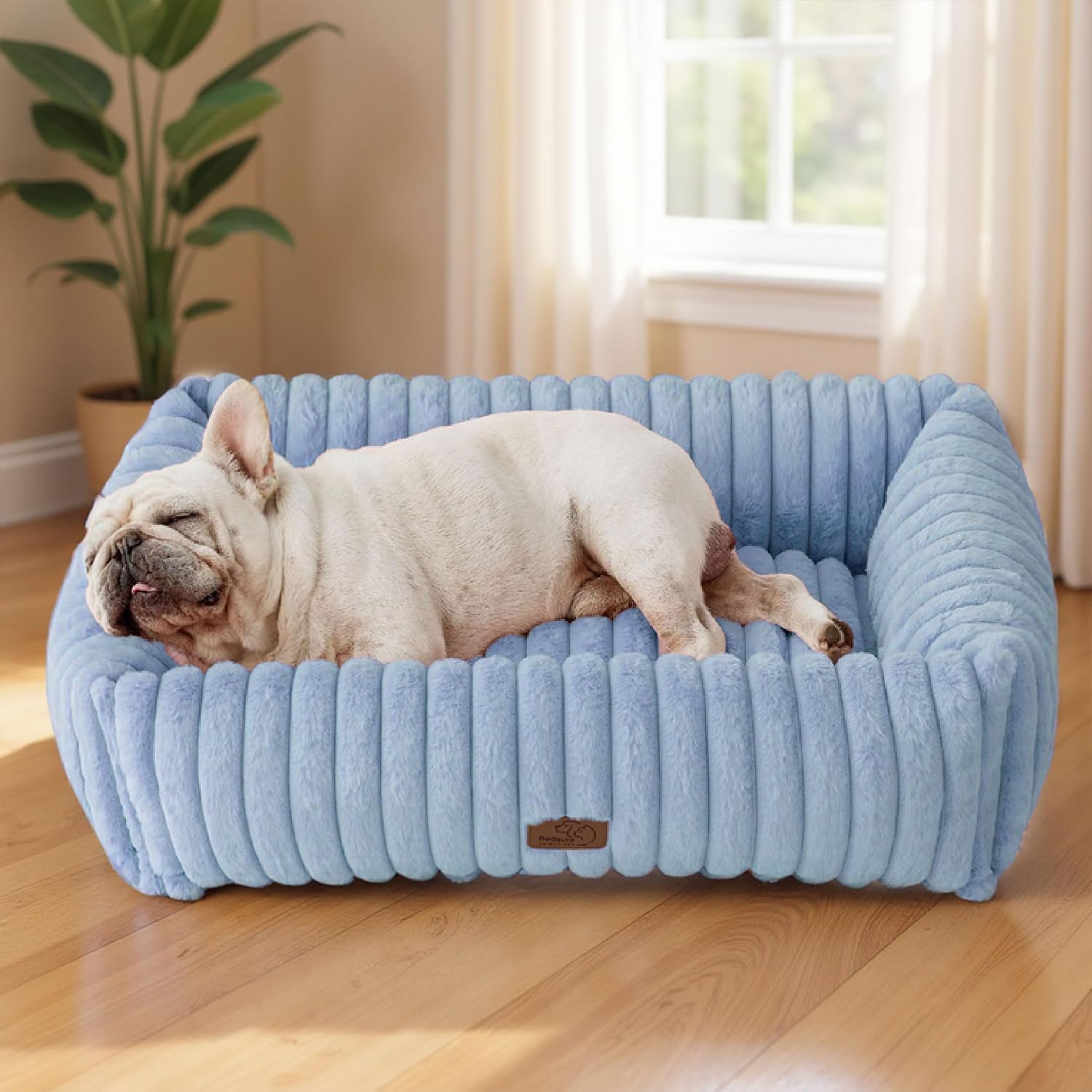 Bedsure ComfyFleece™ Cute Dog Beds Large Sized Dog Washable, 36in Blush Pink, Furry Big Square Pet Beds, Washable Aesthetic