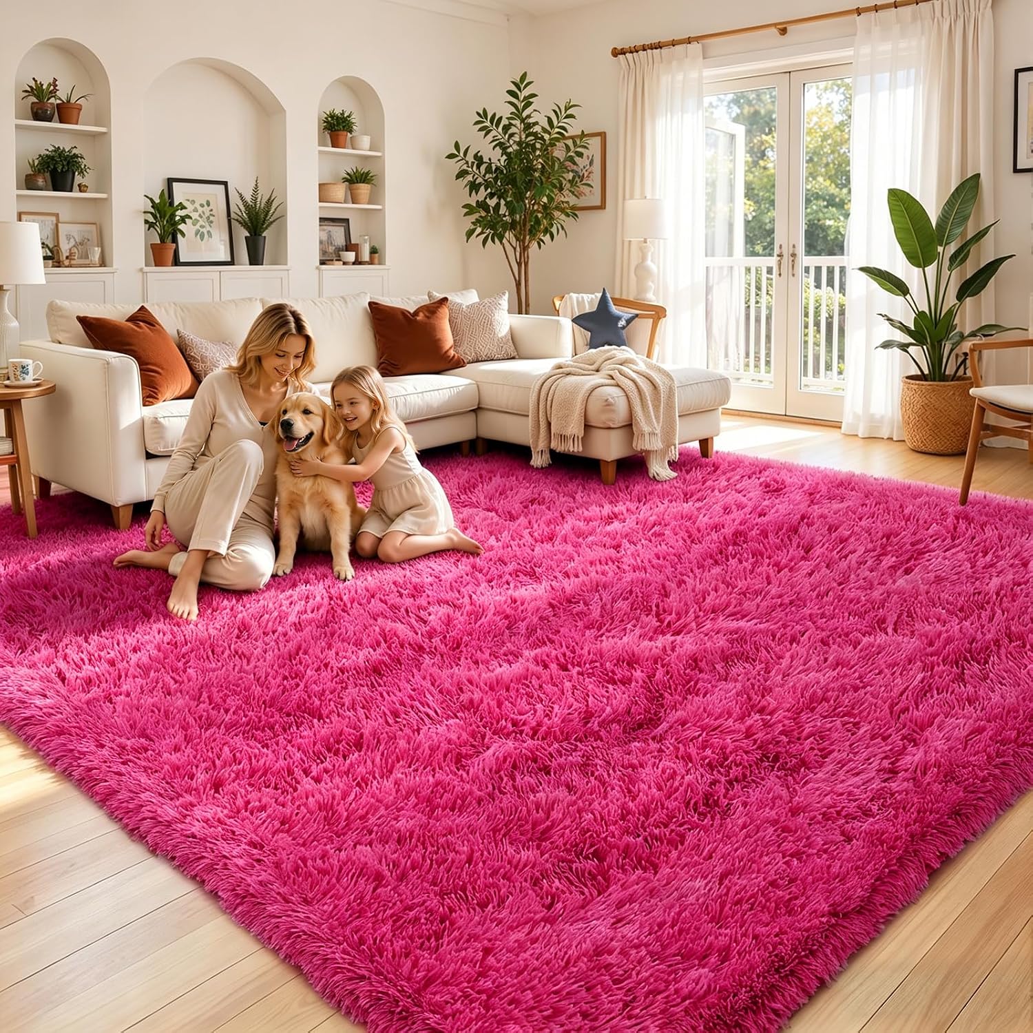 junhejiamei Area Rugs 9x12 Living Room, Large Area Rug Shaggy Carpet Soft Plush Furry Bedside Rug