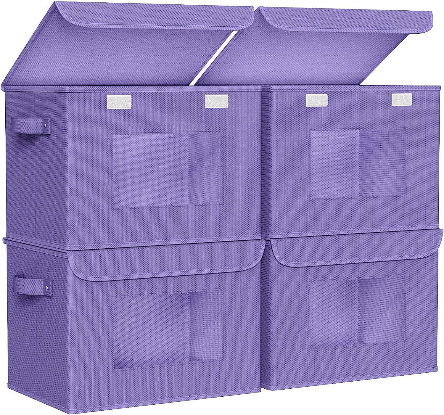 Univivi Fabric Foldable Storage Boxes 4-Pack Large Collapsible Stackable Storage Bins with Lids, Closet Organizers and Storage Cube Basket for Home