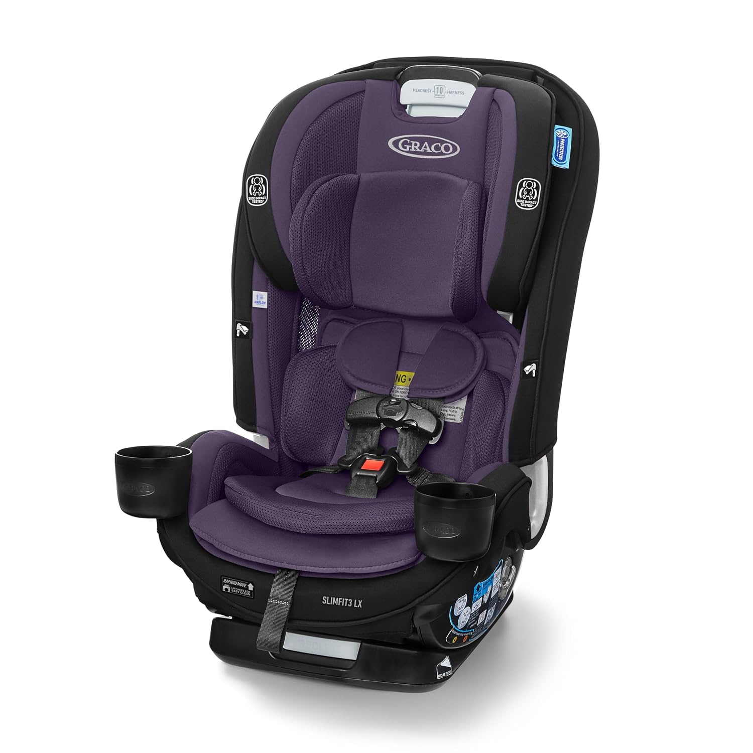 Graco Slimfit 3-in-1 Convertible Car Seat, Slim Car Seat with Space-Saving Design, Highback Booster Seat with 10-Position Headrest