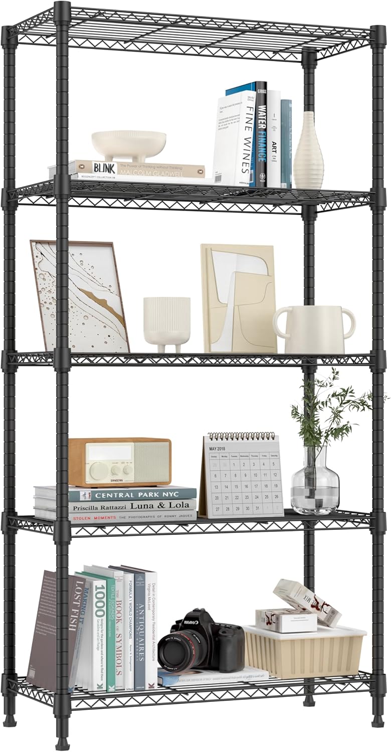 M MZG 1750 LBS Storage Shelves 5-Tier Utility Shelving Unit Steel Organizer Wire Rack for Home, Kitchen, Office, Garage