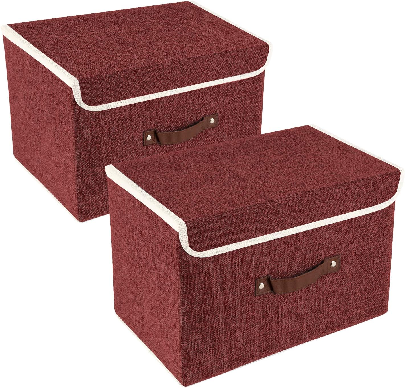 TYEERS Foldable Storage Boxes with Lids 5 Pack Fabric Storage Bins with Lids, Closet Organizers for Clothes Storage, Room Organization, Office Storage