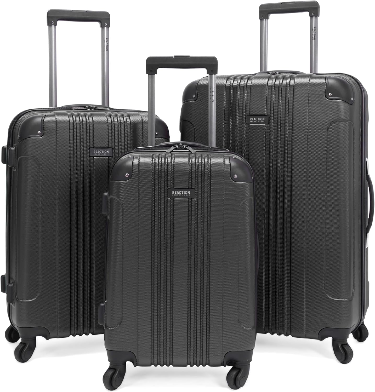 Kenneth Cole REACTION Out of Bounds Lightweight Hardshell 4-Wheel Spinner Luggage, Charcoal, 24-Inch Checked
