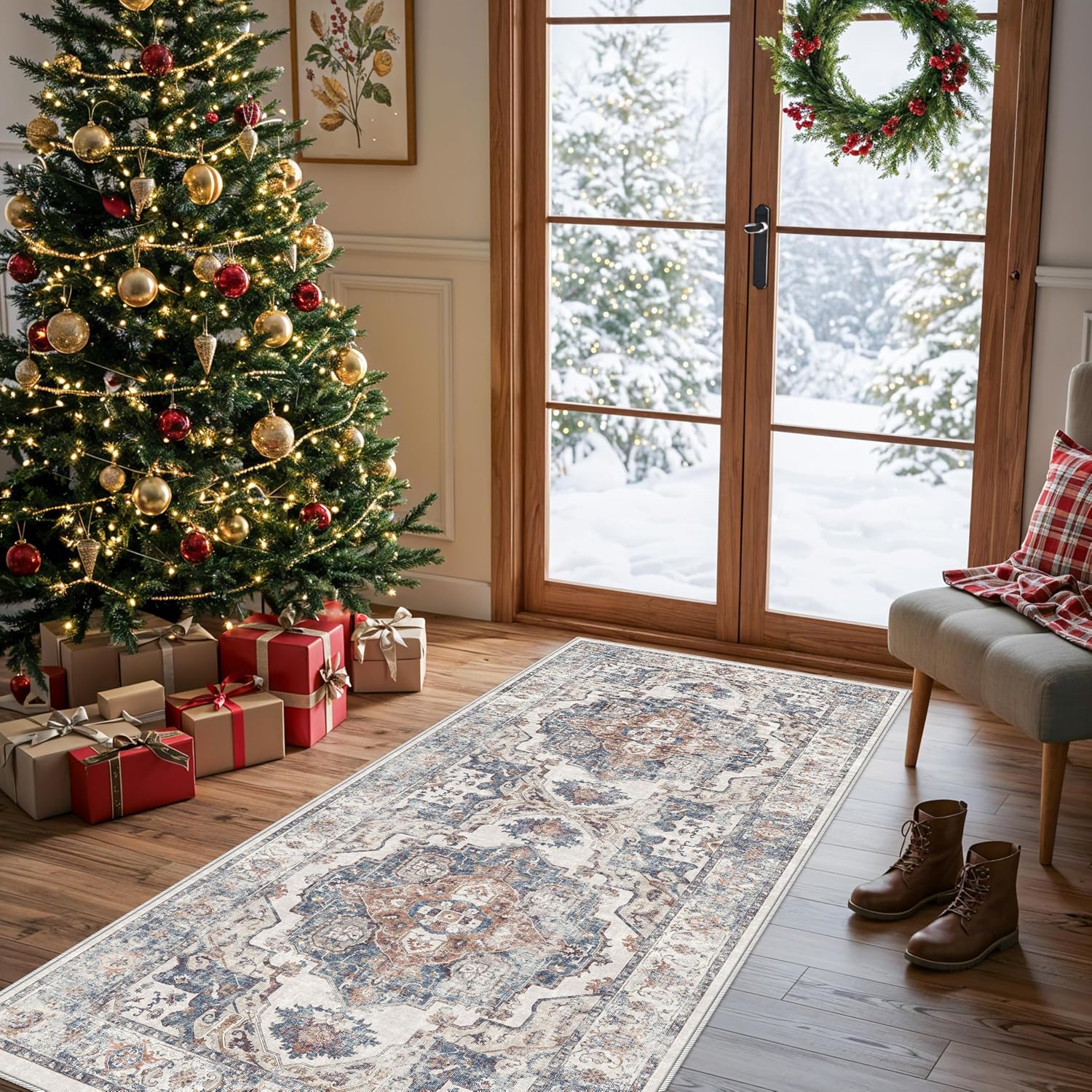 HY HAO YUN LAI Washable Large 9x12 Area Rug: Living Room Oriental Non Slip Soft Rugs Indoor Low Pile Stain Resistant Carpet for Bedroom Dining Room
