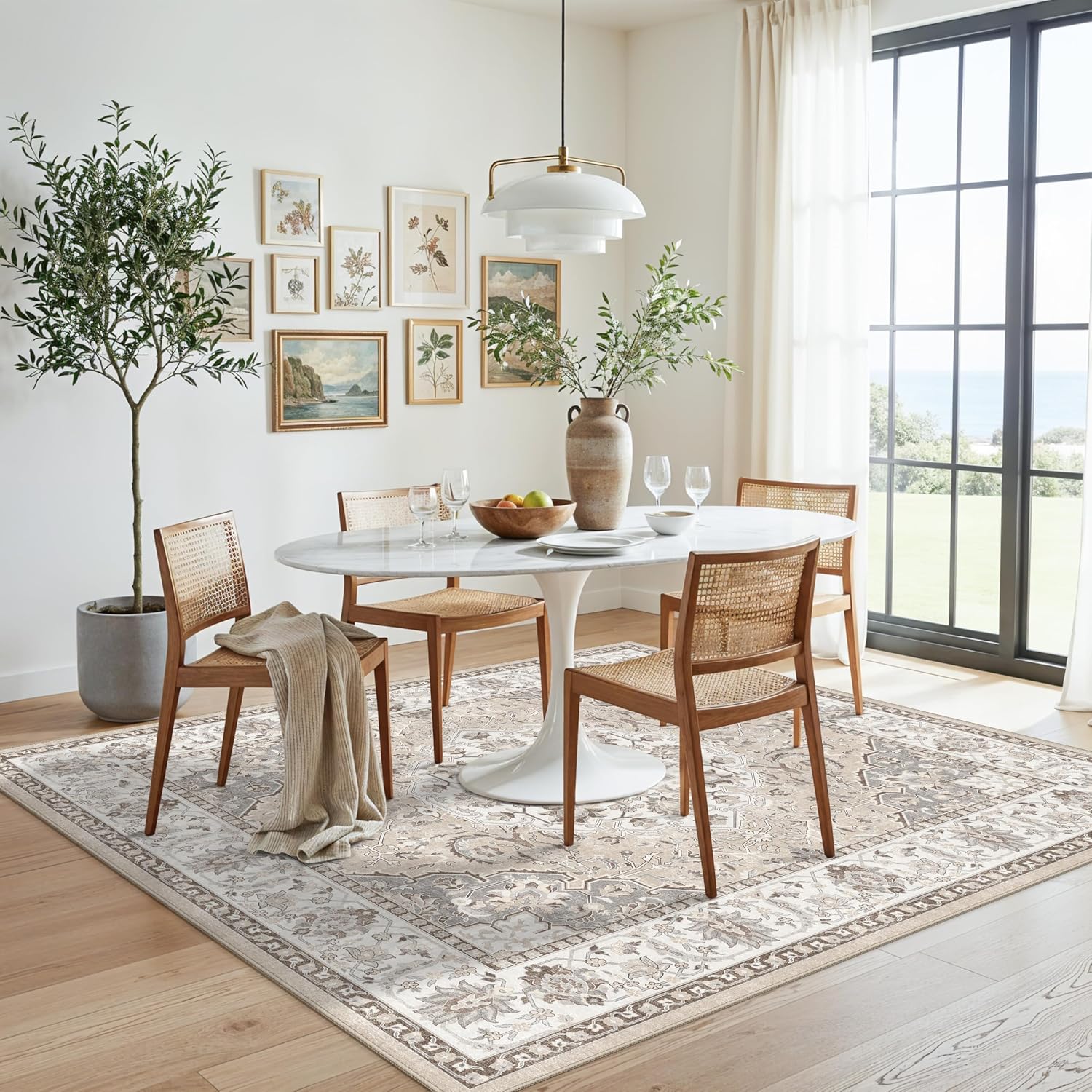 HY HAO YUN LAI Washable Large 9x12 Area Rug: Living Room Oriental Non Slip Soft Rugs Indoor Low Pile Stain Resistant Carpet for Bedroom Dining Room
