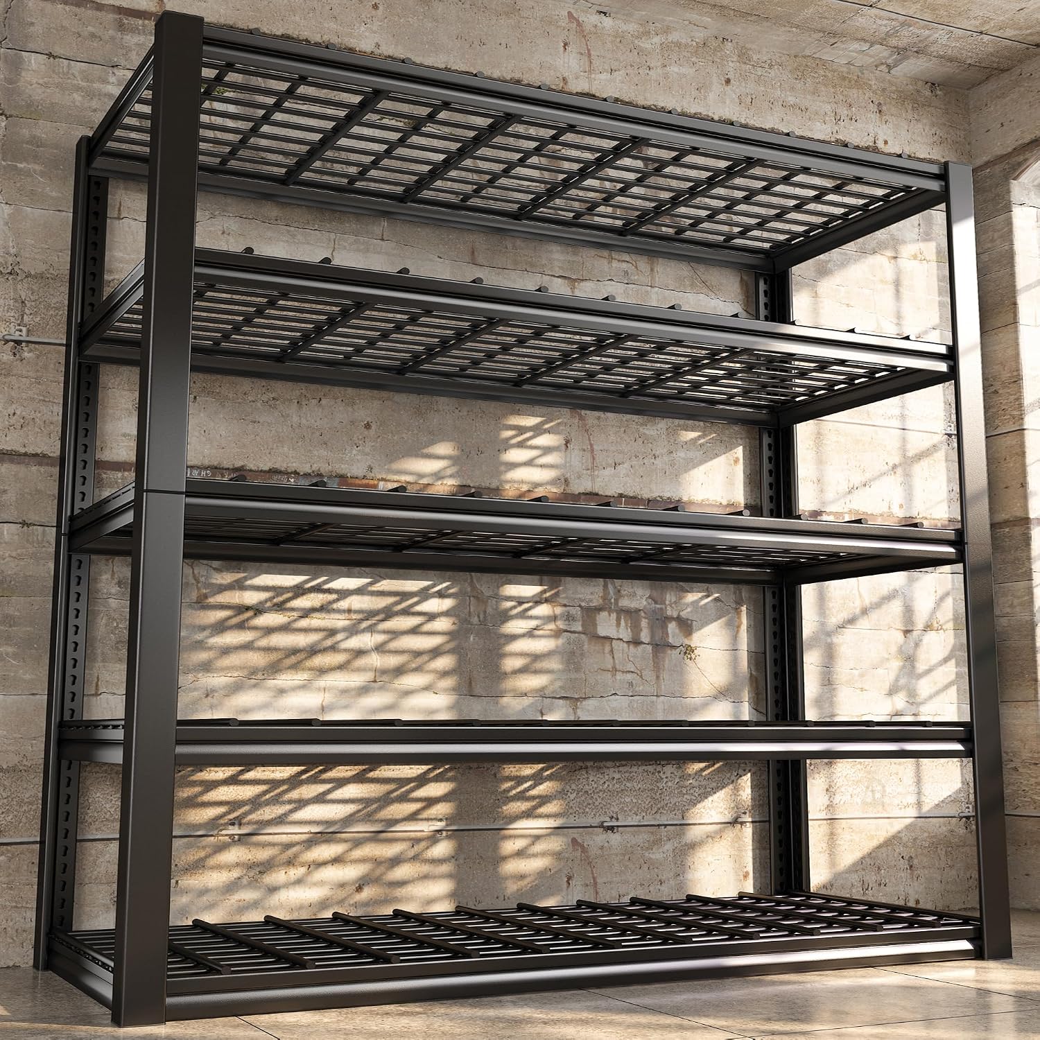 REIBII 5 Tier Garage Shelving for Garage, Adjustable Metal Shelving, 3000LBS Capacity, 36"W x 16"D x 72"H, Rust-Resistant, Solid Steel, Fits Pantry
