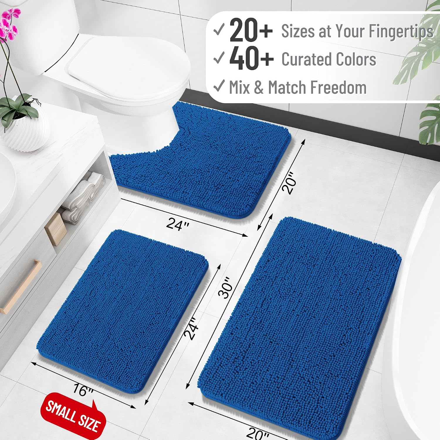 OLANLY Large Bathroom Rugs 70x46, Soft Absorbent Chenille Bath Rugs, Rubber Backing Quick Dry, Machine Washable Bath Mats for Bathroom Floor