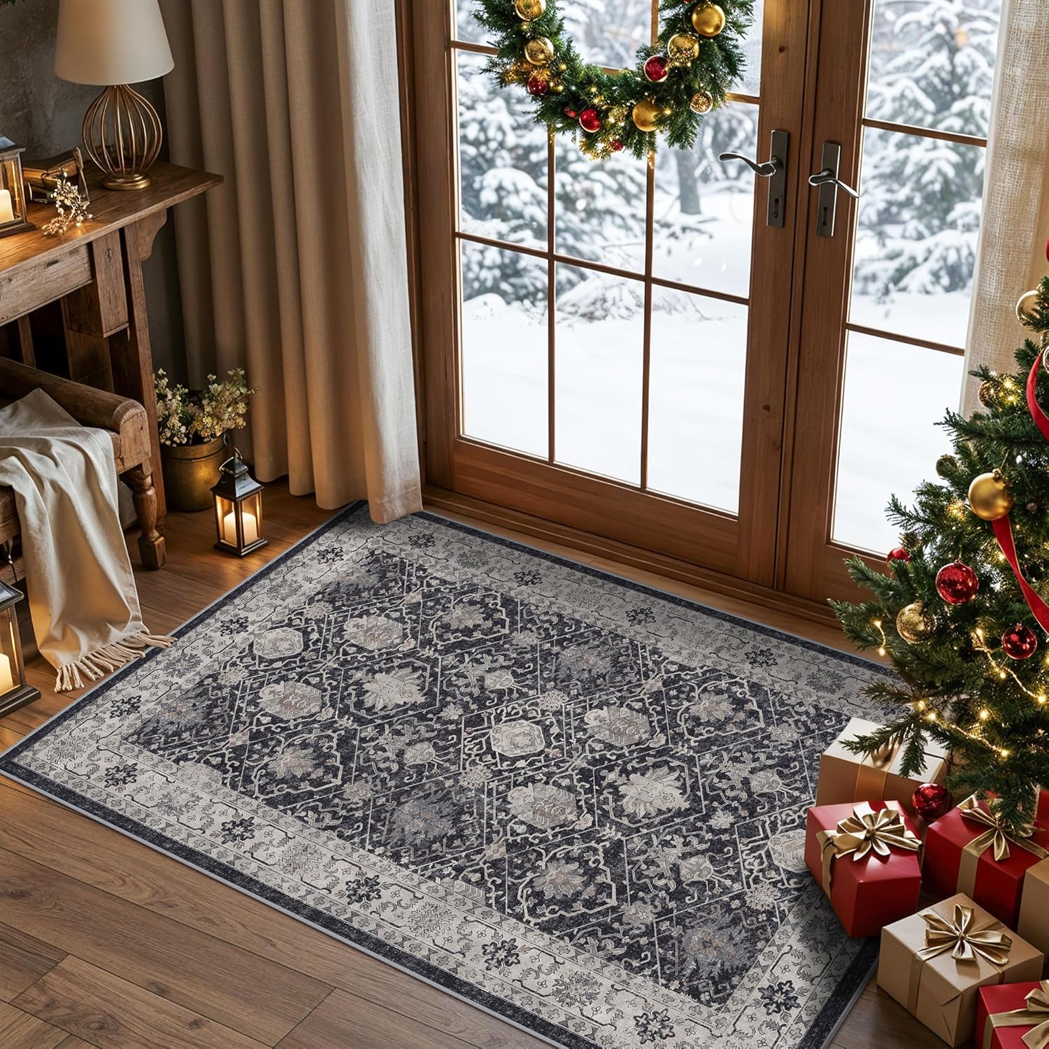 HY HAO YUN LAI Washable Large 9x12 Area Rug: Living Room Oriental Non Slip Soft Rugs Indoor Low Pile Stain Resistant Carpet for Bedroom Dining Room