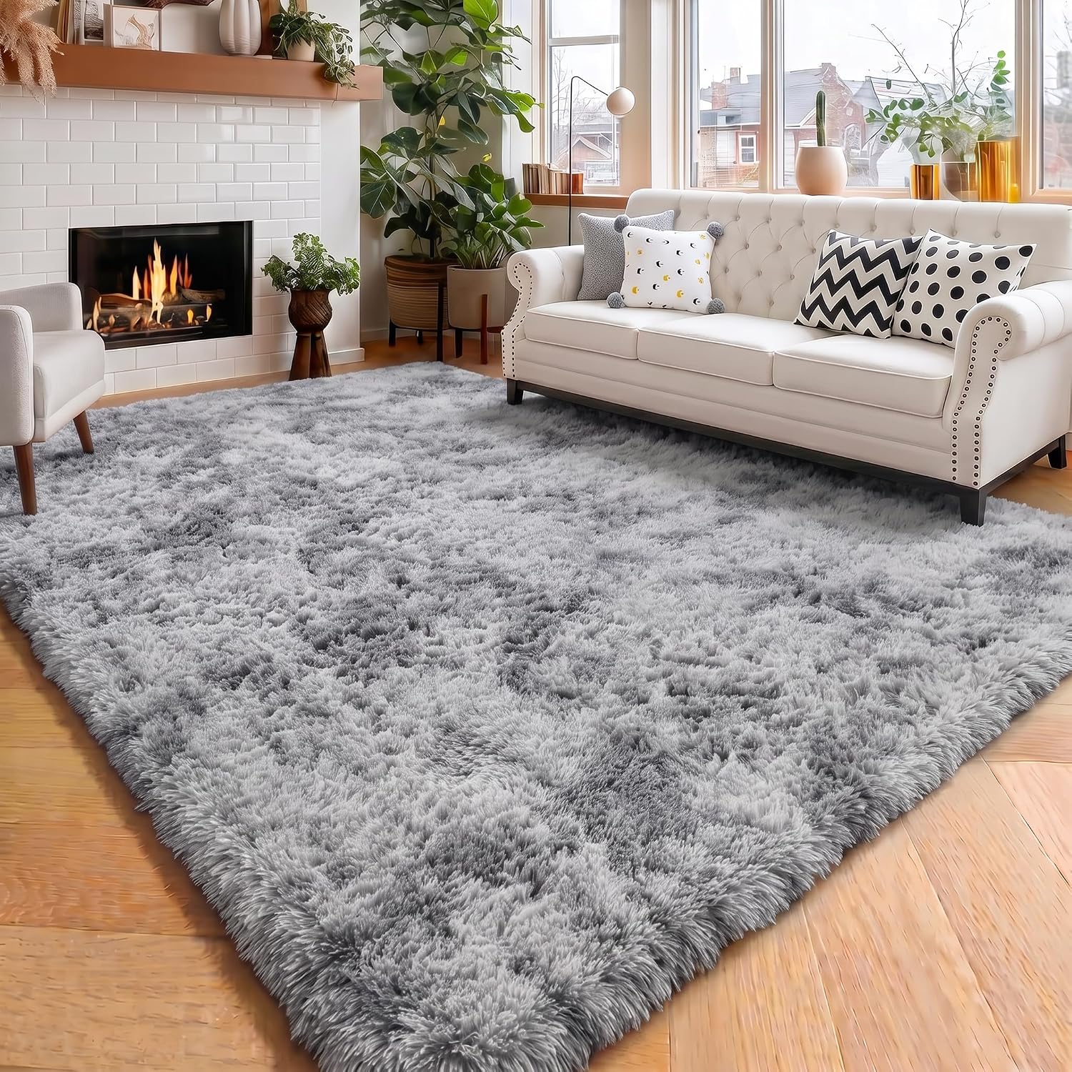 Amdrebio Grass Green Rugs for Living Room Bedroom Decor Aesthetic, 9x12 Large Fluffy Shag Area Rug for Kids Room Baby Nursery Teen Girls Boys