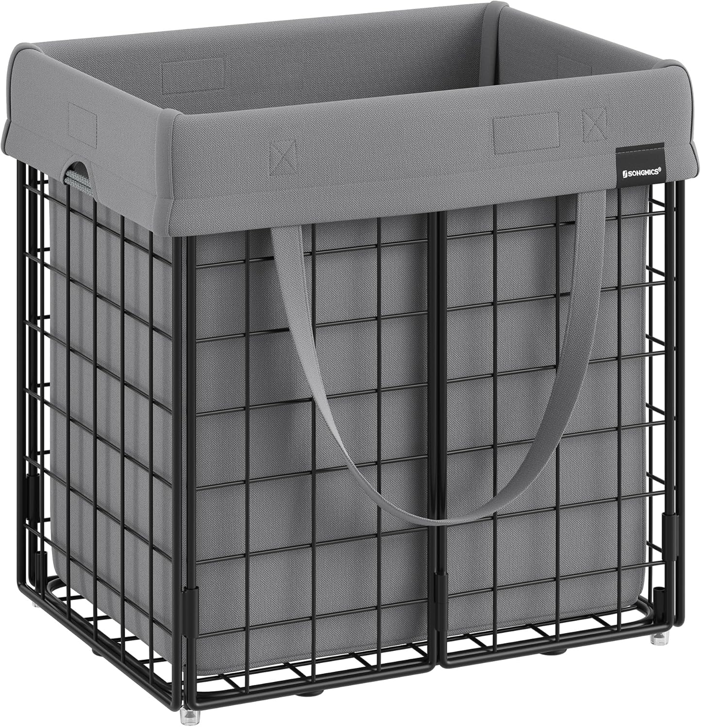 SONGMICS Laundry Hamper, 23.8 Gal. (90L) Laundry Basket, Collapsible Clothes Hamper, Black and White ULCB190W01