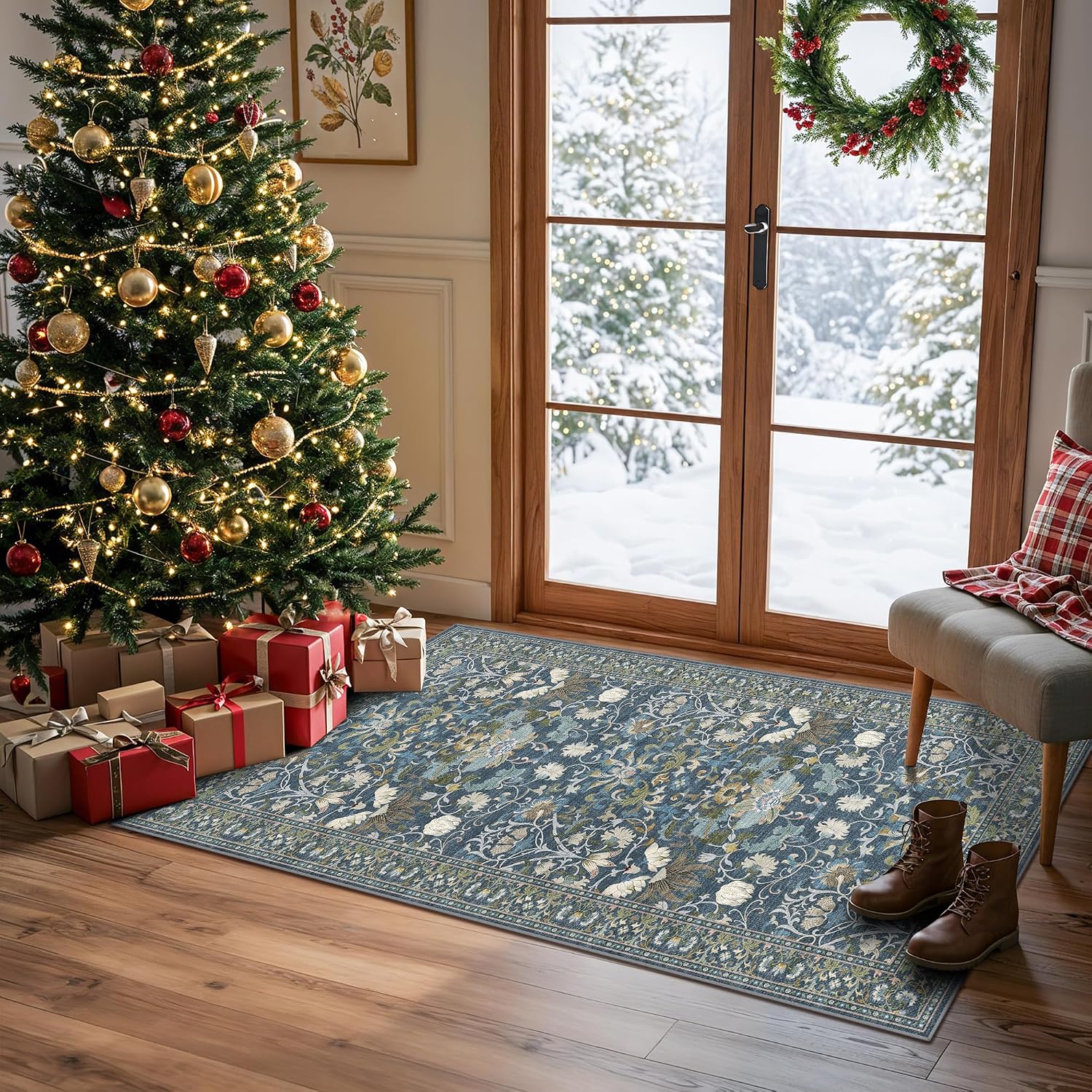 HY HAO YUN LAI Washable Large 9x12 Area Rug: Living Room Oriental Non Slip Soft Rugs Indoor Low Pile Stain Resistant Carpet for Bedroom Dining Room
