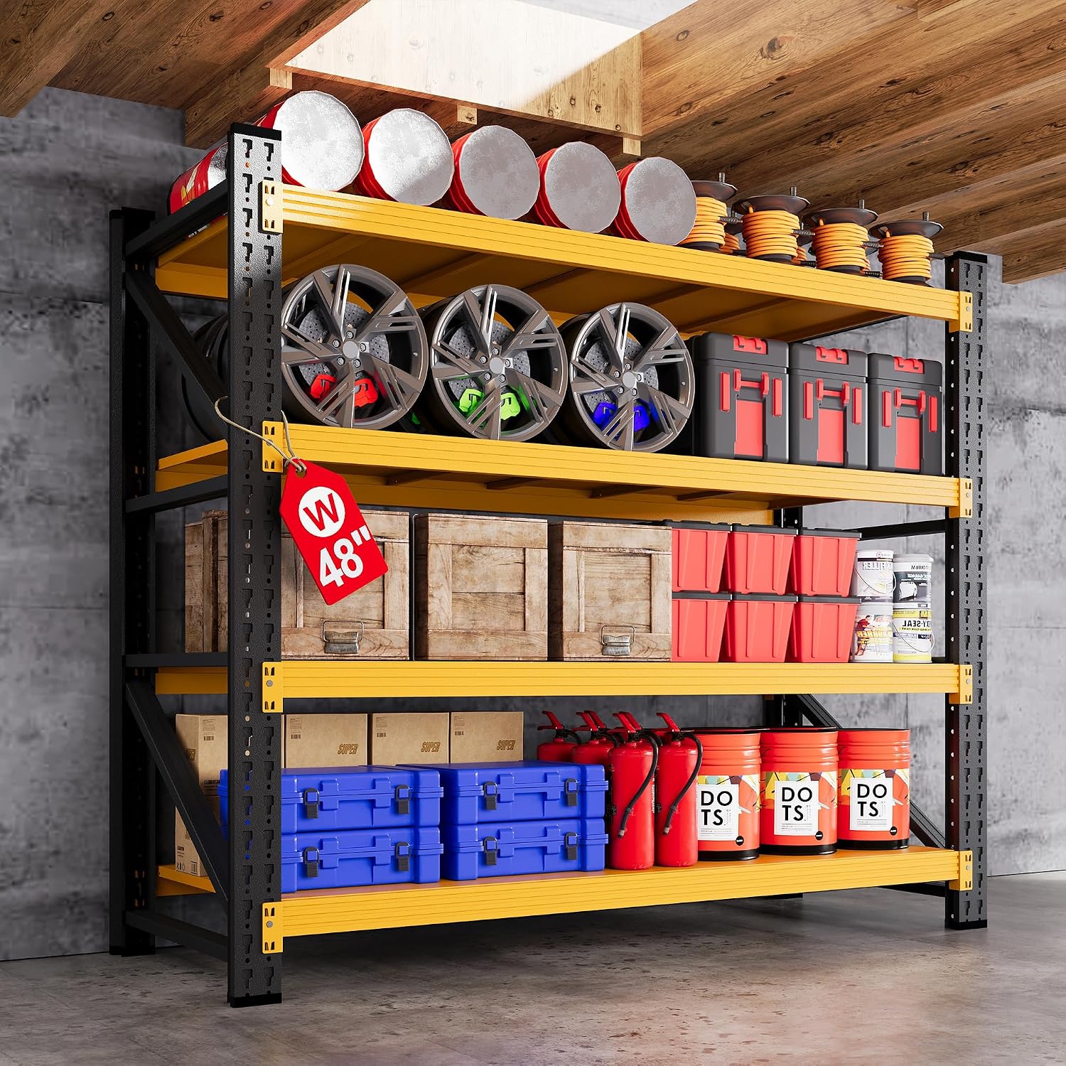 79"W Garage Shelving Heavy Duty, 6000LBS Metal Storage Shelves, 24" Deep Storage rack shelf, Steel Tall Industrial Shelving