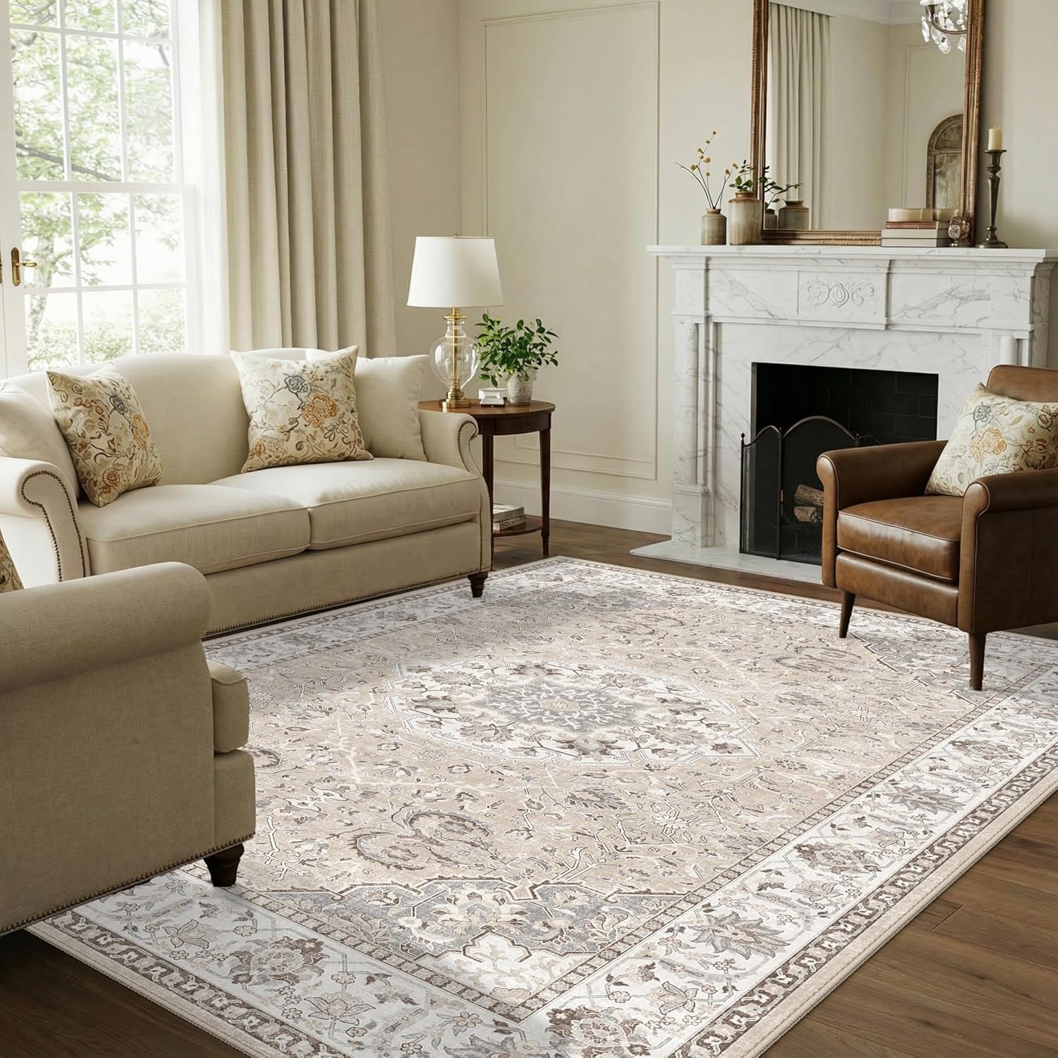 HY HAO YUN LAI Washable Large 9x12 Area Rug: Living Room Oriental Non Slip Soft Rugs Indoor Low Pile Stain Resistant Carpet for Bedroom Dining Room