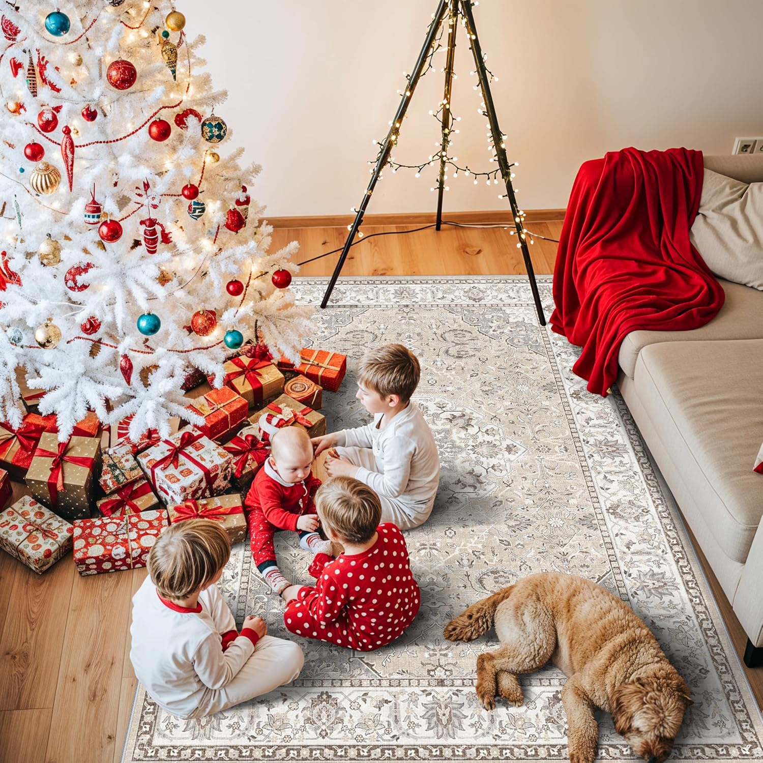HY HAO YUN LAI Washable Large 9x12 Area Rug: Living Room Oriental Non Slip Soft Rugs Indoor Low Pile Stain Resistant Carpet for Bedroom Dining Room