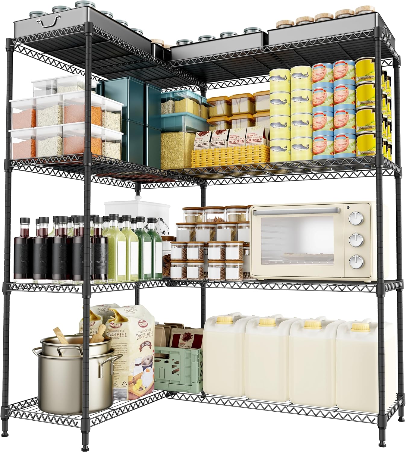 M MZG 1750 LBS Storage Shelves 5-Tier Utility Shelving Unit Steel Organizer Wire Rack for Home, Kitchen, Office, Garage