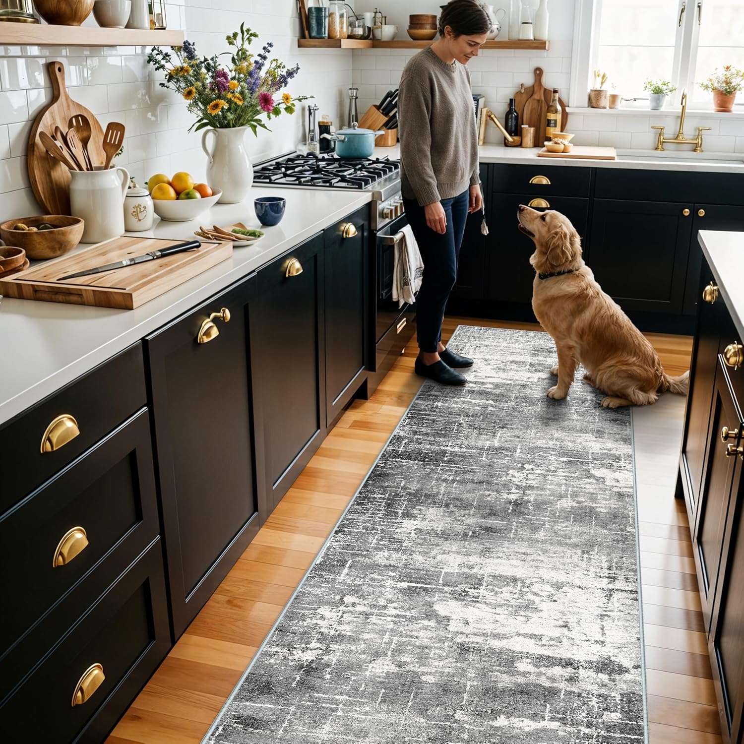 HY HAO YUN LAI Washable Large 9x12 Area Rug: Living Room Oriental Non Slip Soft Rugs Indoor Low Pile Stain Resistant Carpet for Bedroom Dining Room