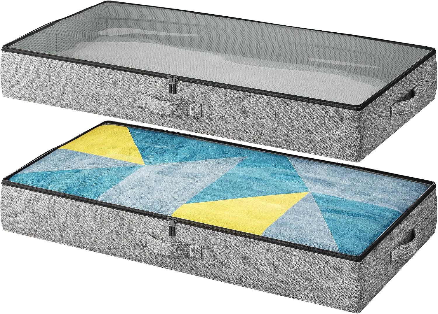 TidyCorner 2-Pack Under Bed Storage Containers, 4.5 Inches Tall Low Profile Underbed Clothes Storage Organizer Bin with Sturdy Sidewalls/Bottom